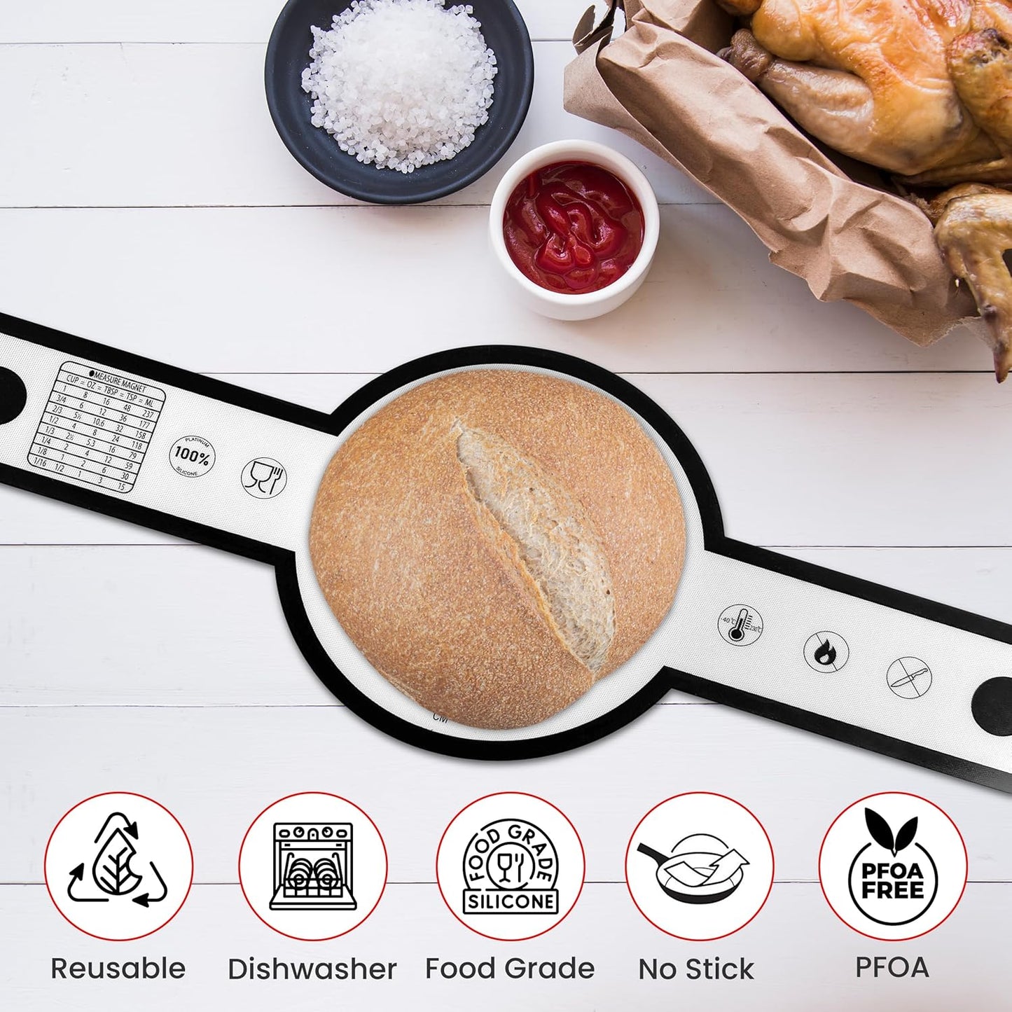Dluxe Ave. Silicone Bread Sling Oven Liners/Set of 2 Reusable Long Handles