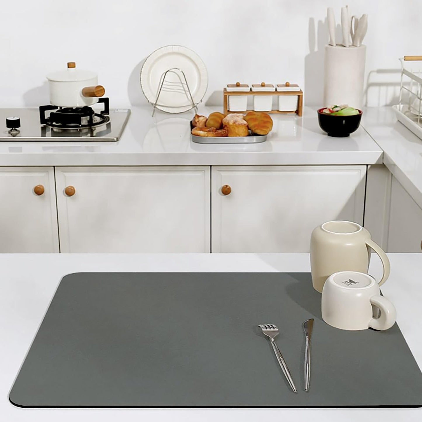 Dluxe Ave. Drying Mat for Kitchen Counter/ Non-slip (Black) 12x19
