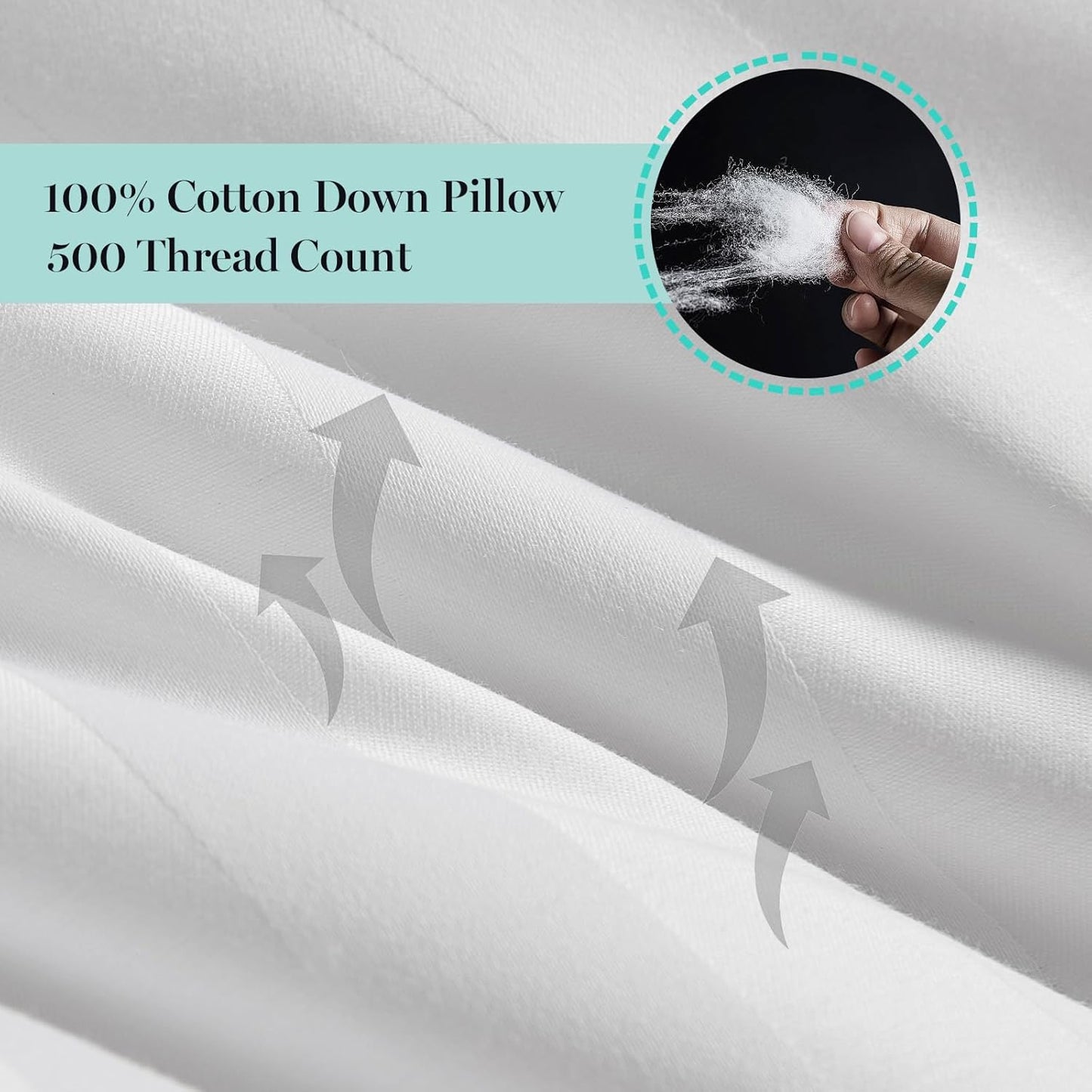 Dluxe Ave. ( QUEEN ) Martha Stewart Pillows, Set of 2, { MED./ FIRM } Luxury Hotel Quality 500 Thread Count 20 x 28 inches, White