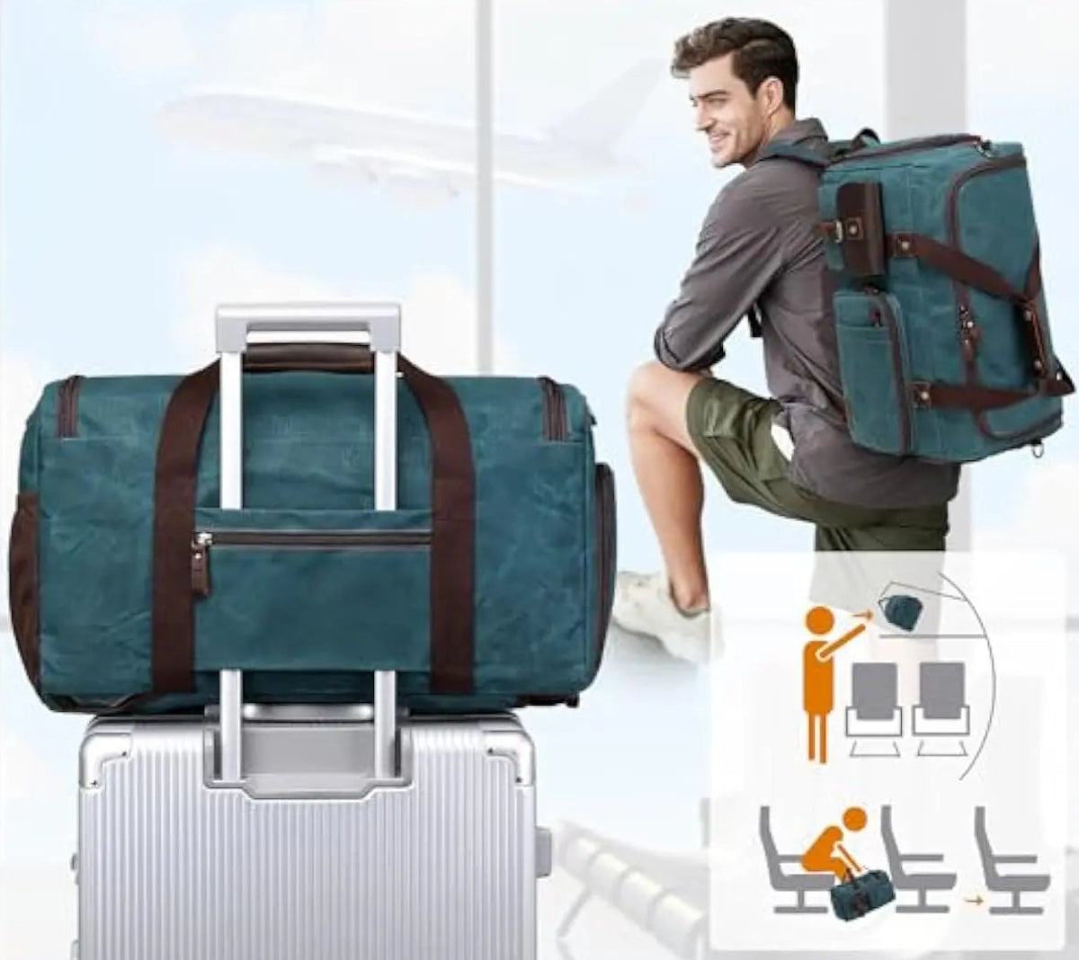 Dluxe Ave. Travel Duffle Bag with Shoe Compartment/ Carry on/ Dark Green
