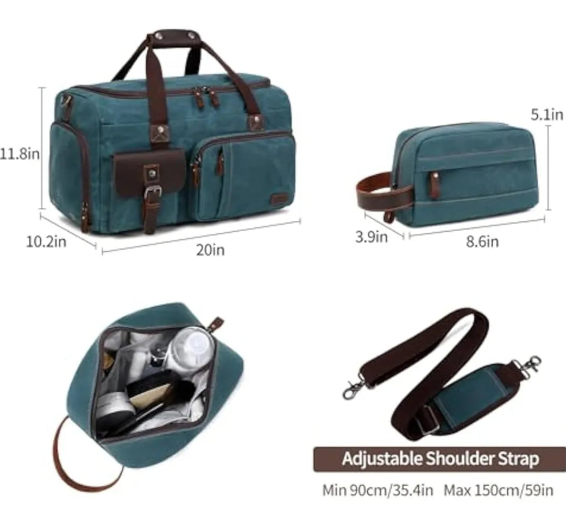 Dluxe Ave. Travel Duffle Bag with Shoe Compartment/ Carry on/ Dark Green
