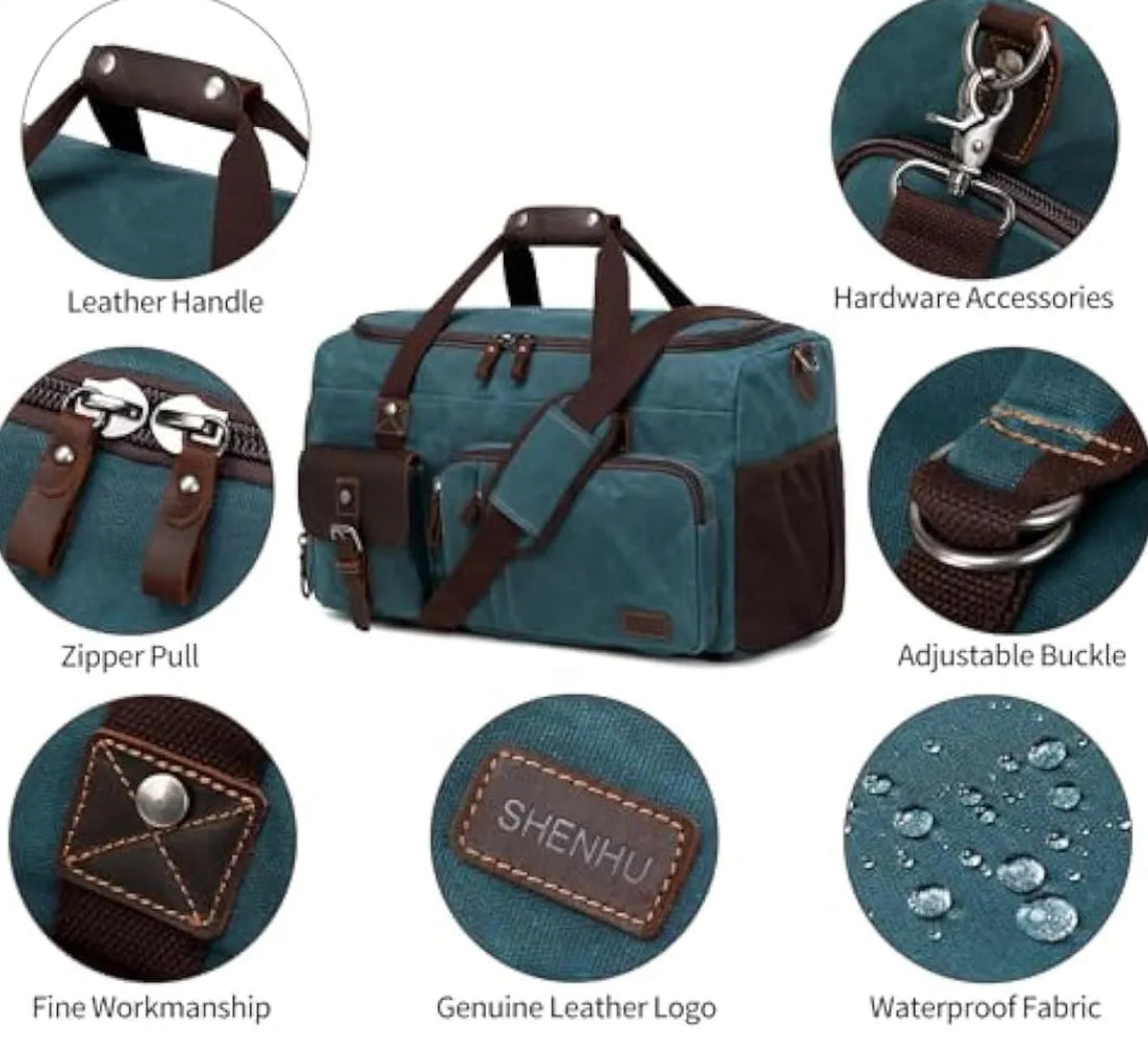 Dluxe Ave. Travel Duffle Bag with Shoe Compartment/ Carry on/ Dark Green