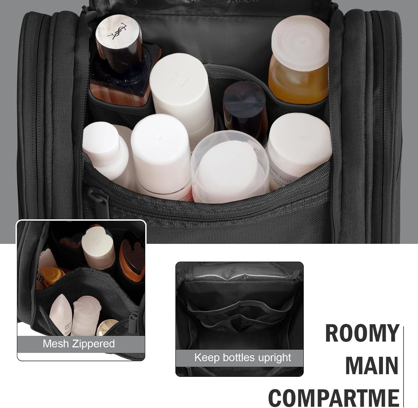 Dluxe Ave. Toiletry Bag with Metal Hanging Hook 7 / Black