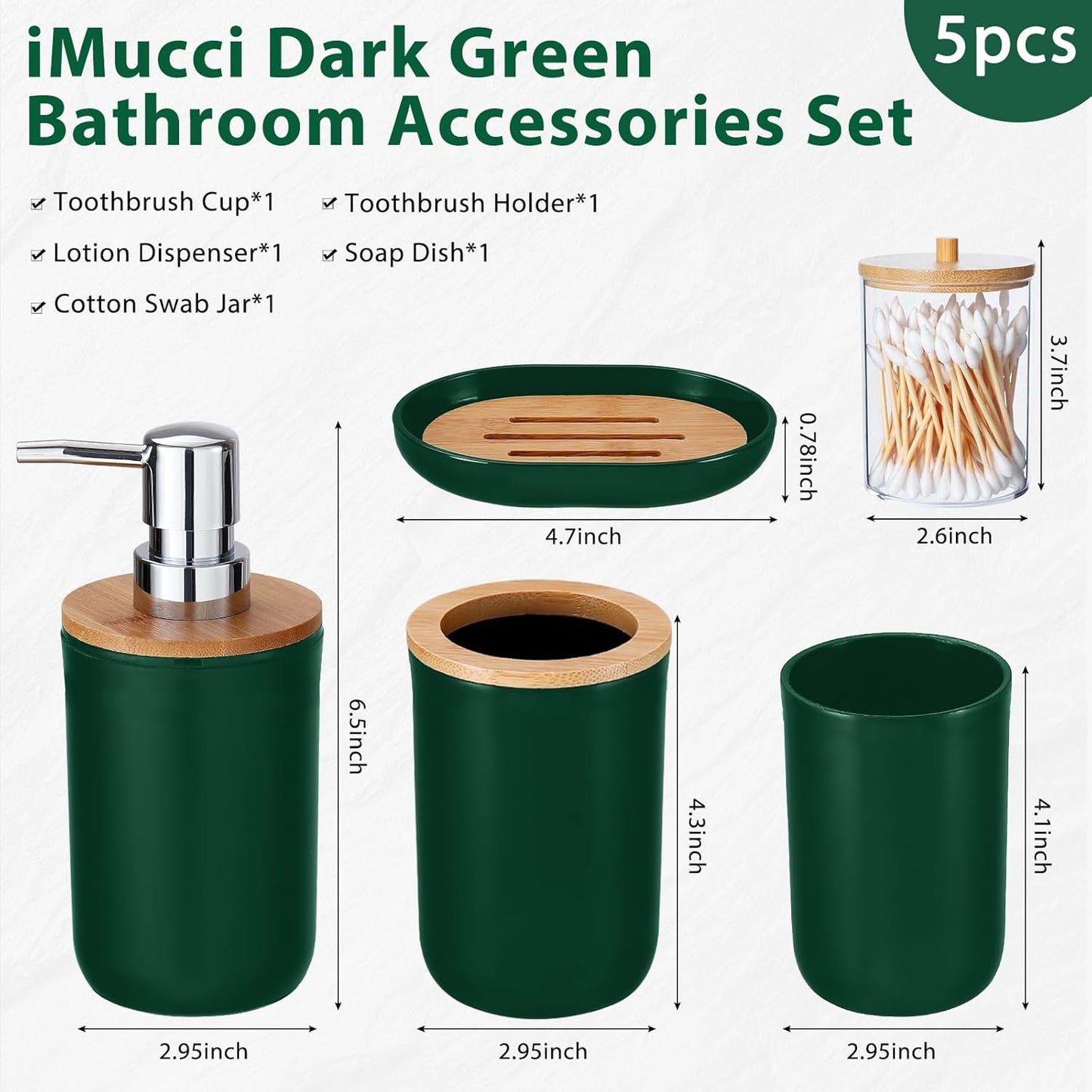 Dluxe Ave. iMucci Bathroom Accessories Set 5Piece Hunter Green