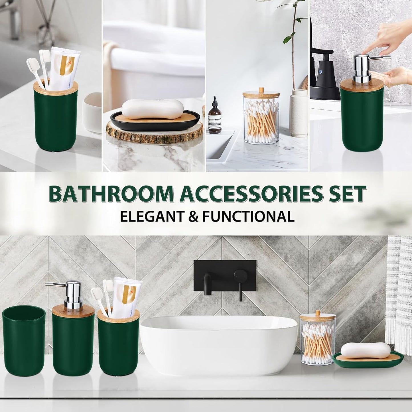Dluxe Ave. iMucci Bathroom Accessories Set 5Piece Hunter Green