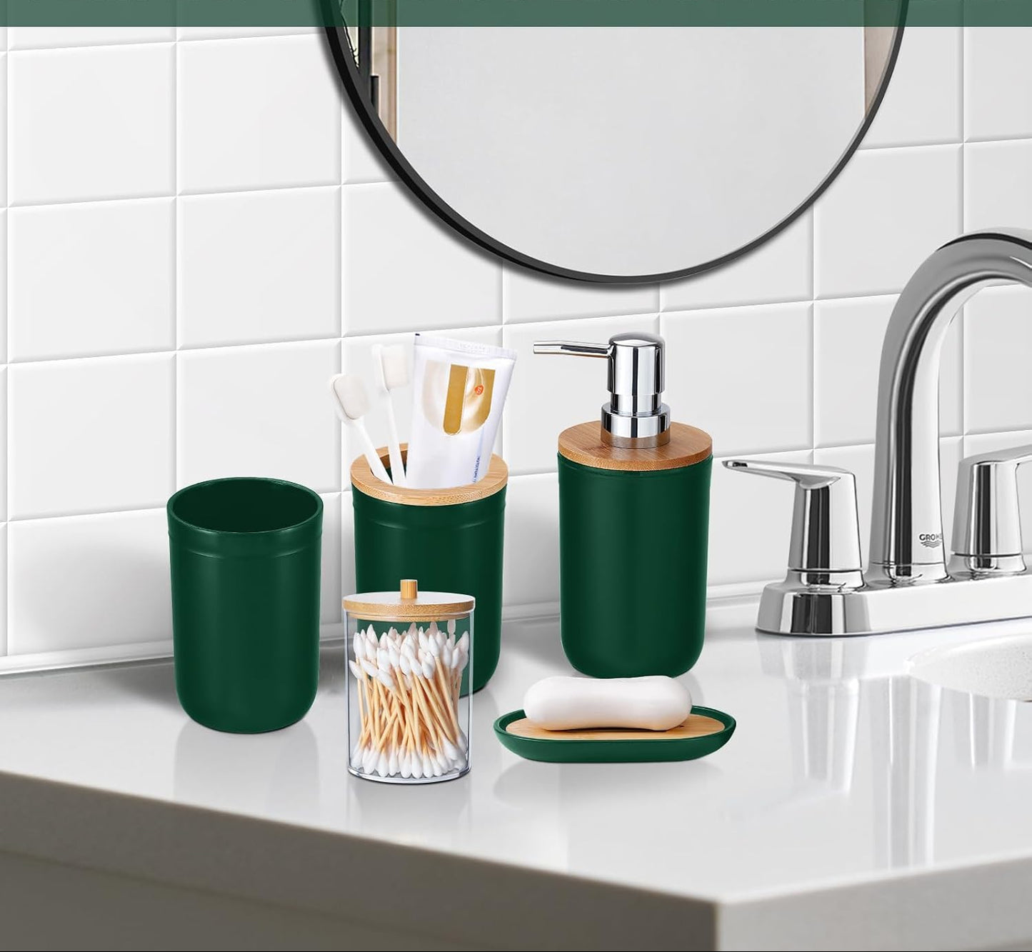 Dluxe Ave. iMucci Bathroom Accessories Set 5Piece Hunter Green