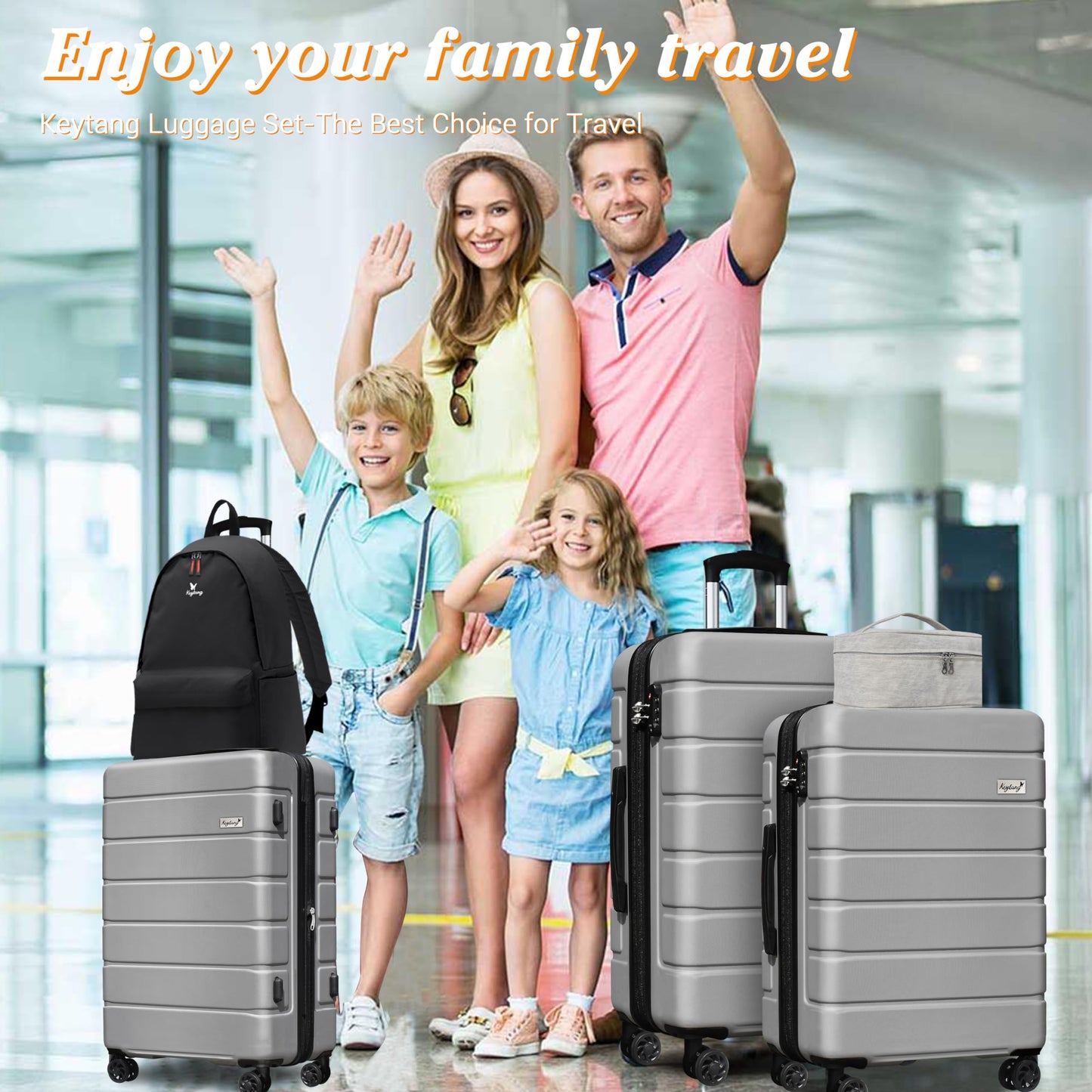 Dluxe Ave. 5 Pcs Expandable Luggage/TSA Lock/ Spinner Wheels (Silver)