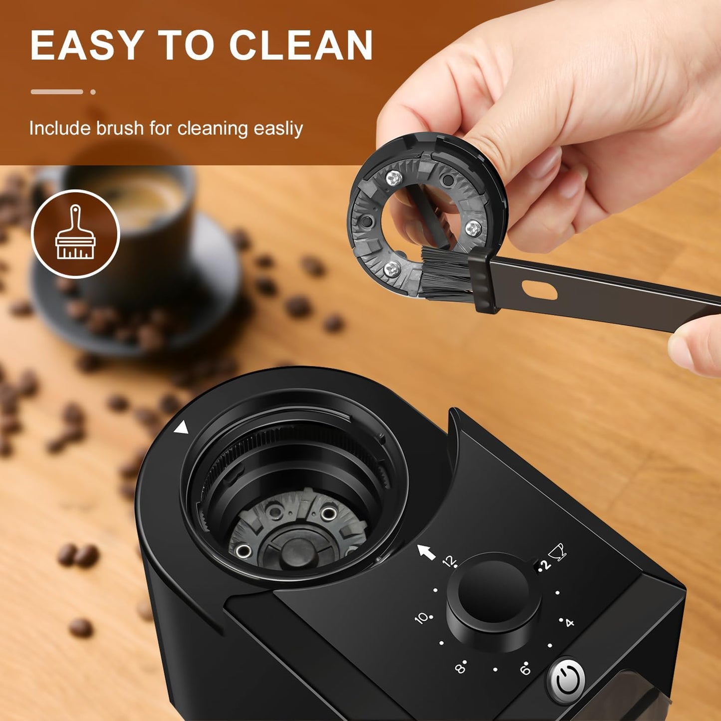 Dluxe Ave. Adjustable coffee grinder with 28 Precise/French Press Drip and Espresso12 Cups(Black)