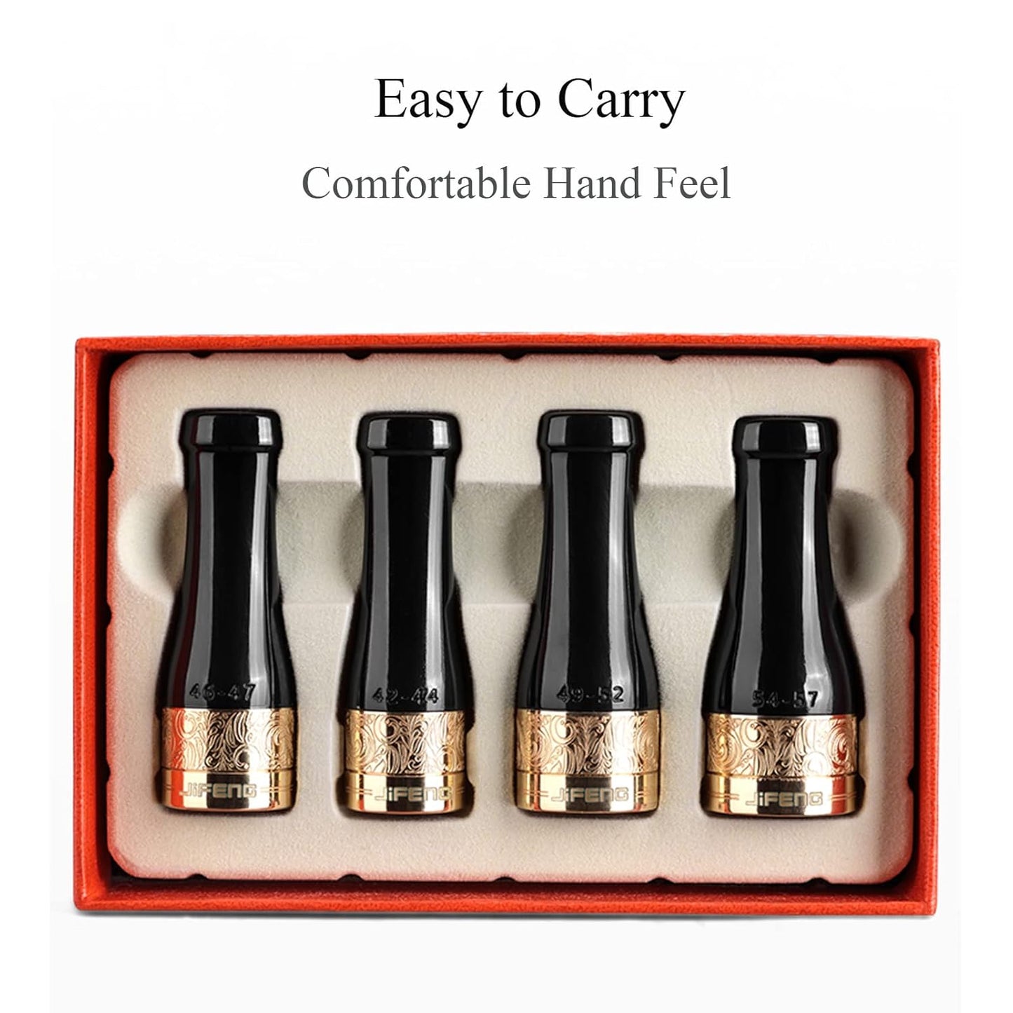 Dluxe Ave. Cigar Mouthpiece Set 4 Size for Men and Women Cigar Holder with Gift Box, (Black+Gold)