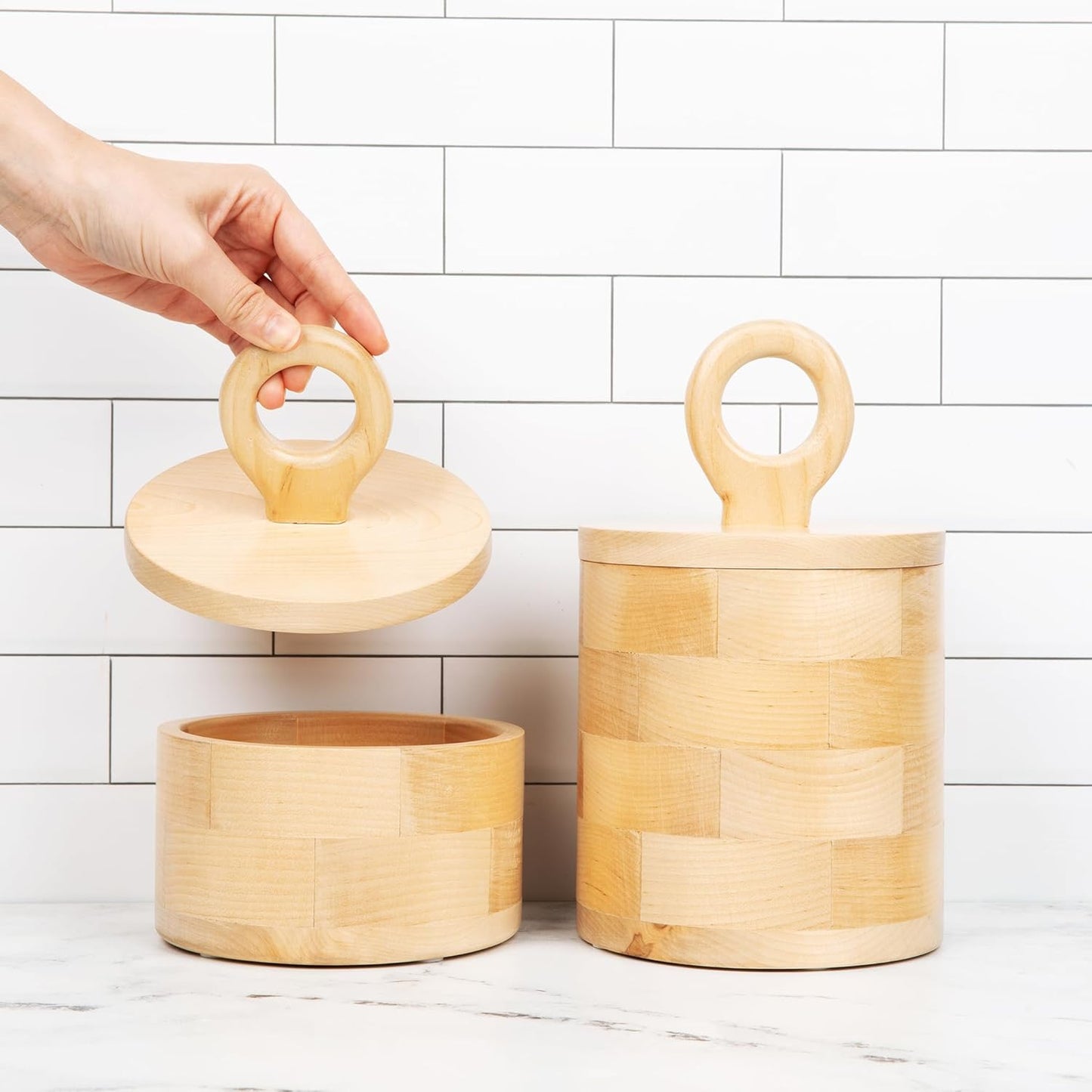 Dluxe Ave. Premium Designer Wood Canister with Lids / Set of 2