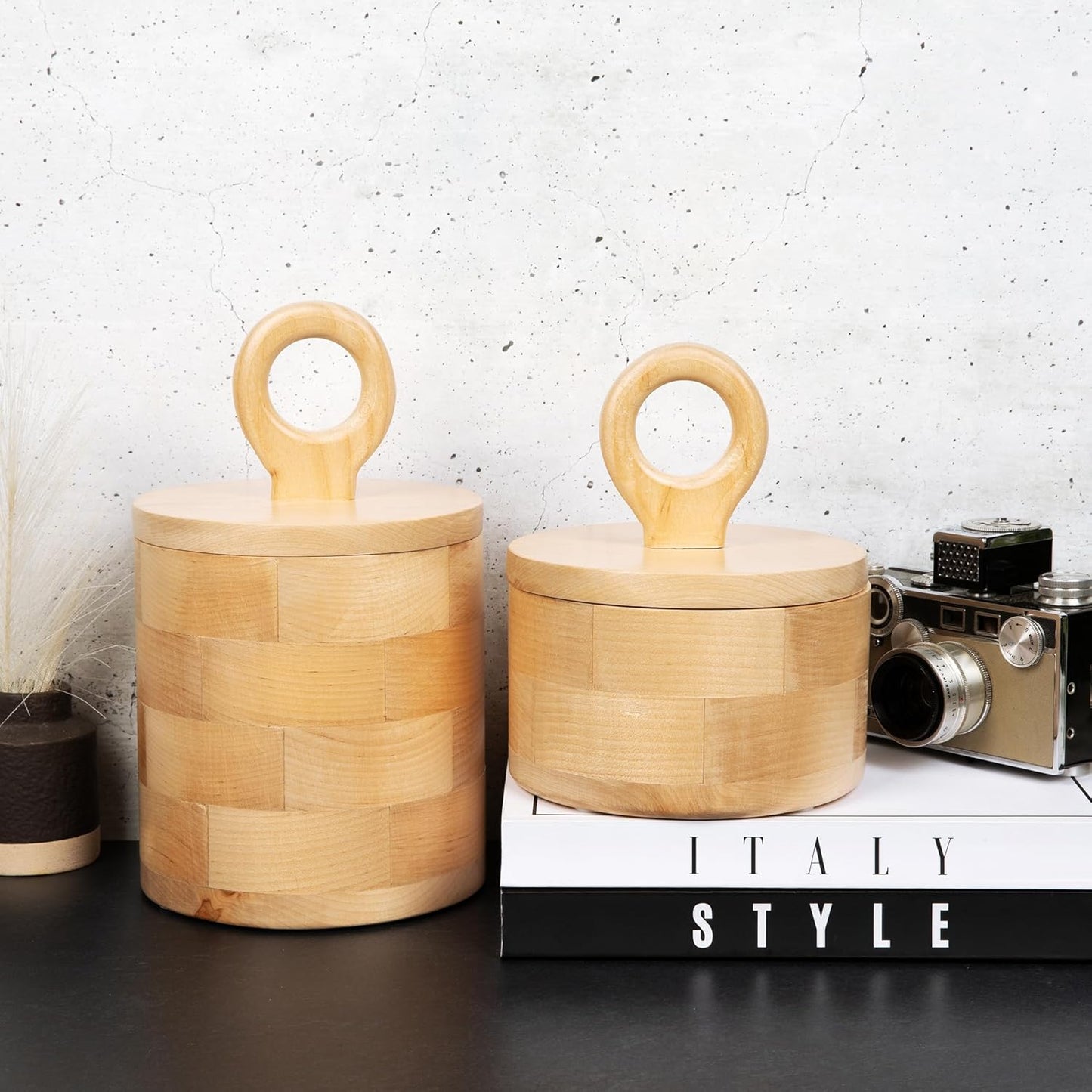 Dluxe Ave. Premium Designer Wood Canister with Lids / Set of 2