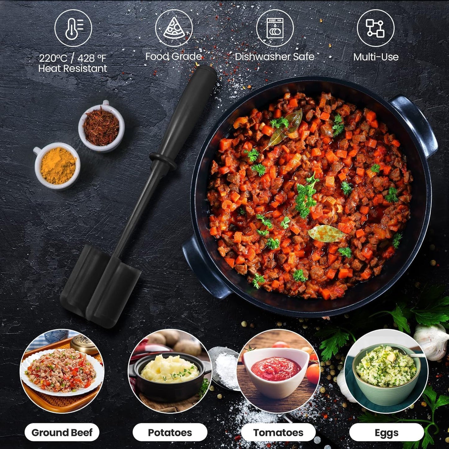 Dluxe Ave. 33 Pcs Non-Stick Silicone Cooking Utensils Set with SpatulaWooden Handle