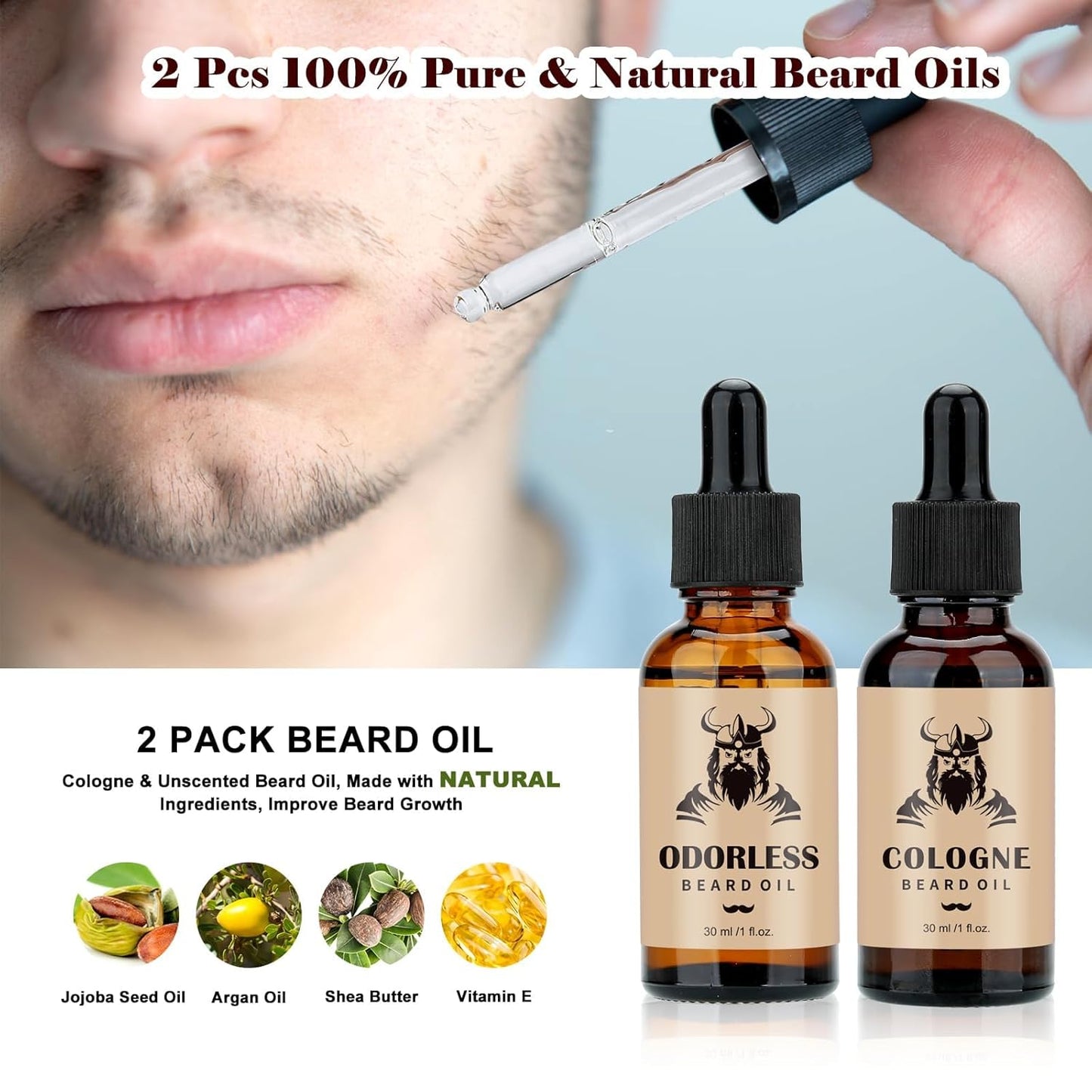 Dluxe Ave. Beard Care Kit Gifts for Men 9 Pcs Beard Grooming Kit