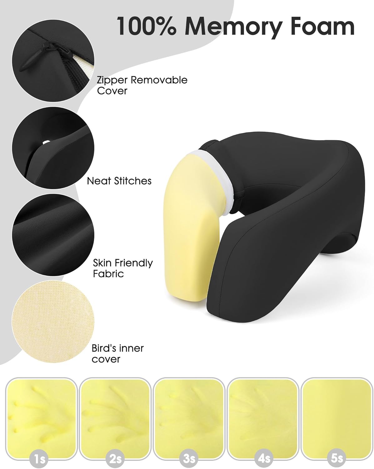 Dluxe Ave. Neck Pillow Airplane Memory Foam 2-in-1 Travel Pillow