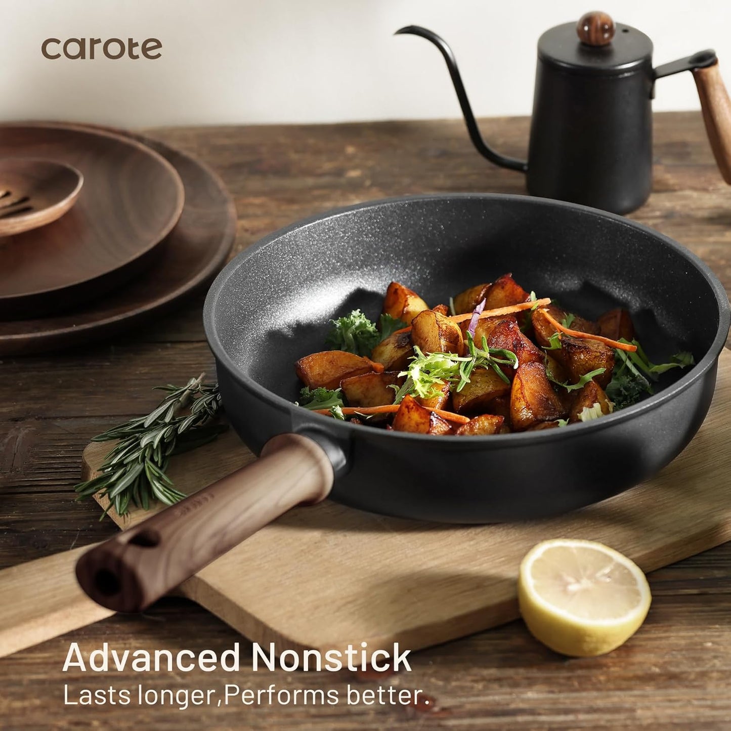 Dluxe Ave. 9pcs Pots and Pans Set / Nonstick Titanium Induction Black Kitchen Cookware