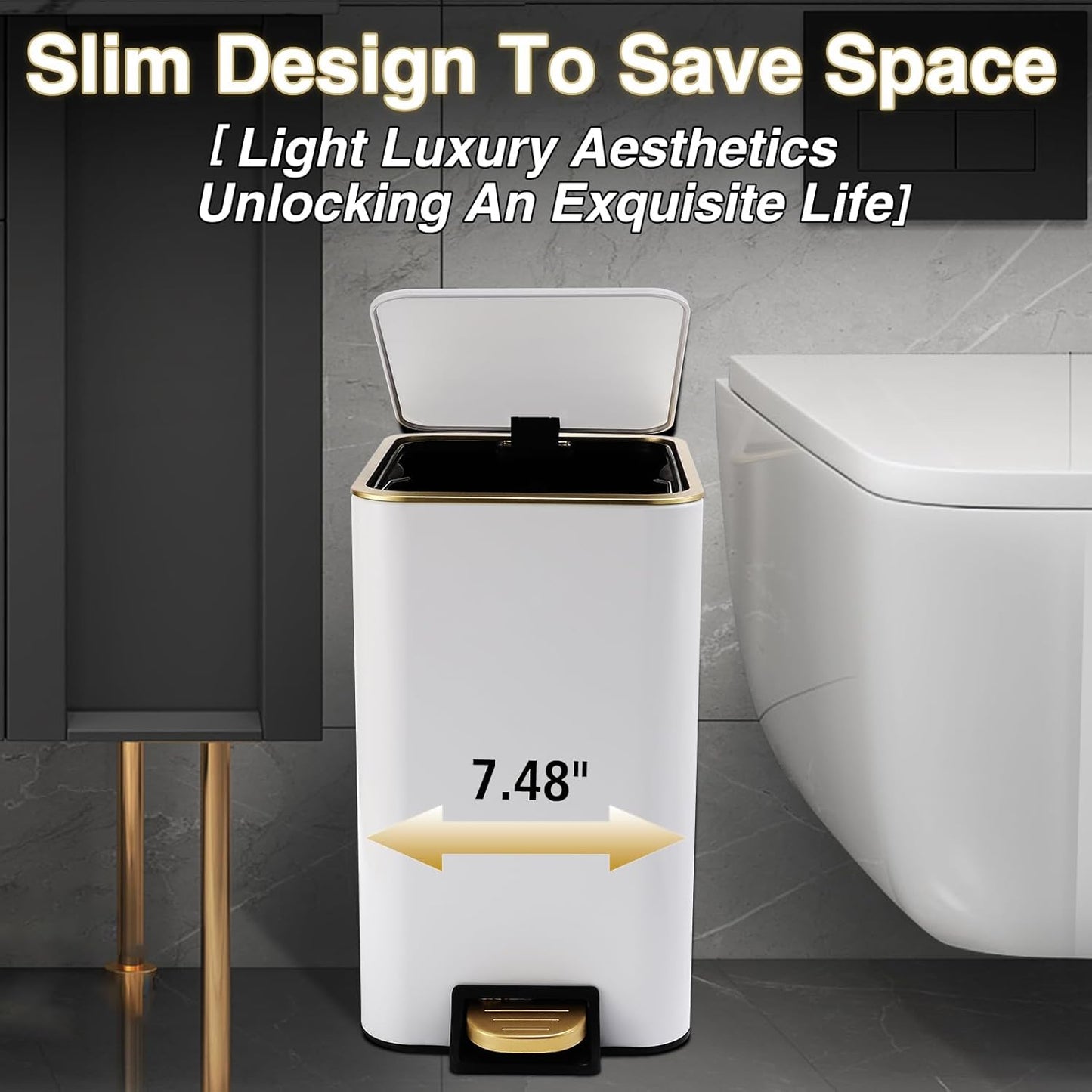 Dluxe Ave. XLHOMO White Bathroom Accessories Set 8 Piece White and Gold Bathroom Set