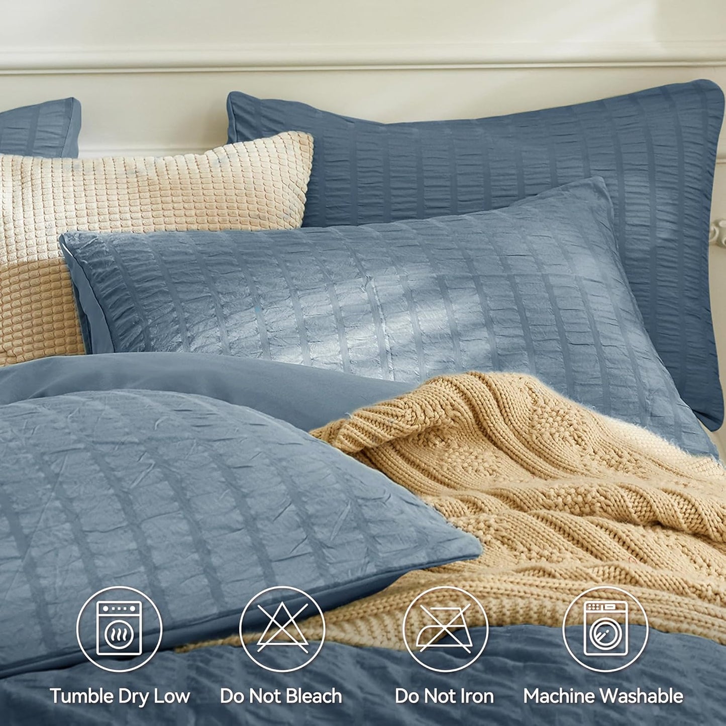 Dluxe Ave. ( KING ) 3 Pcs {Duvet Cover}, Soft and Breathable, Blue