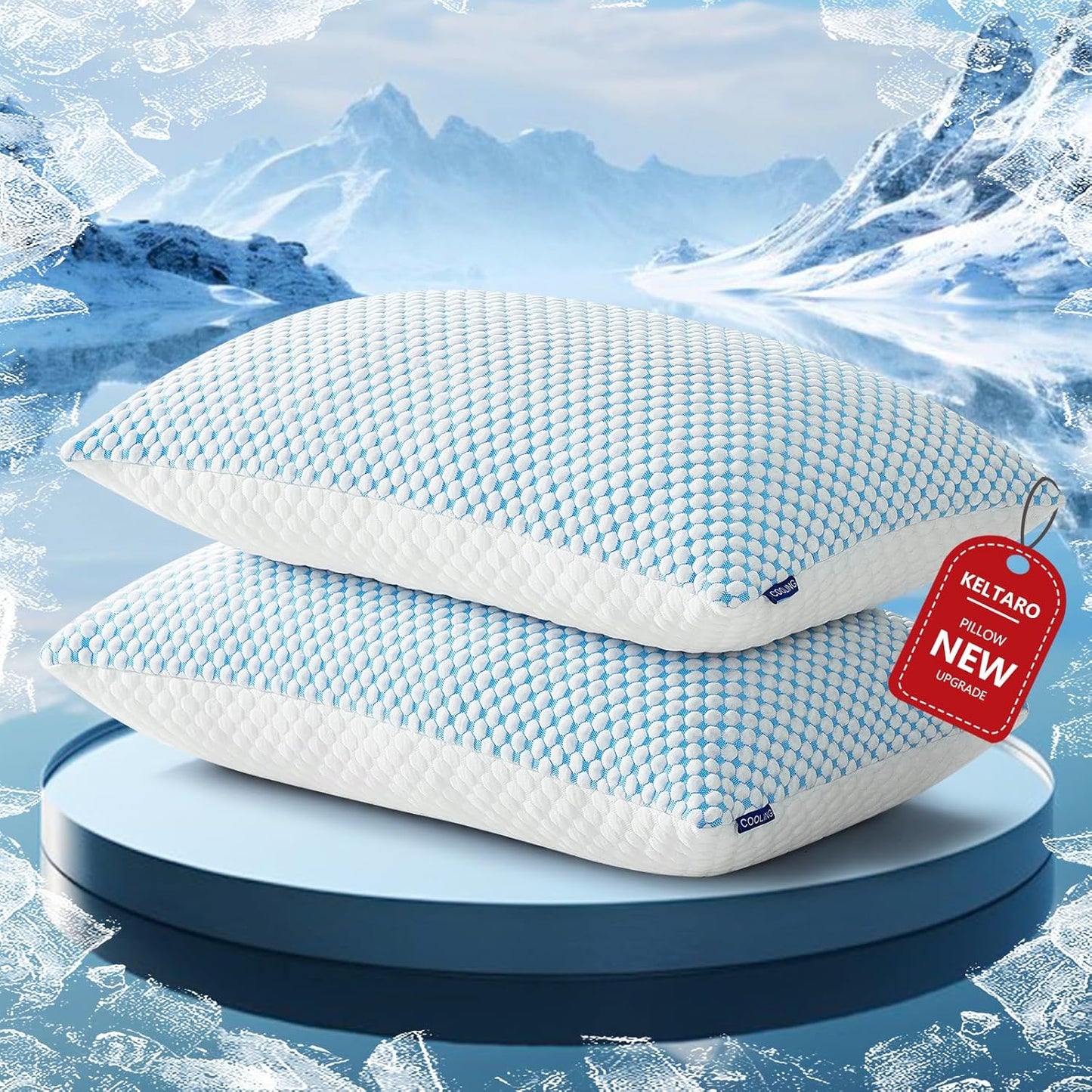 Dluxe Ave. ( KING ) Shredded Memory Foam Pillows, { FIRM }  Set of 2 Pack, Luxury Hotel Quality