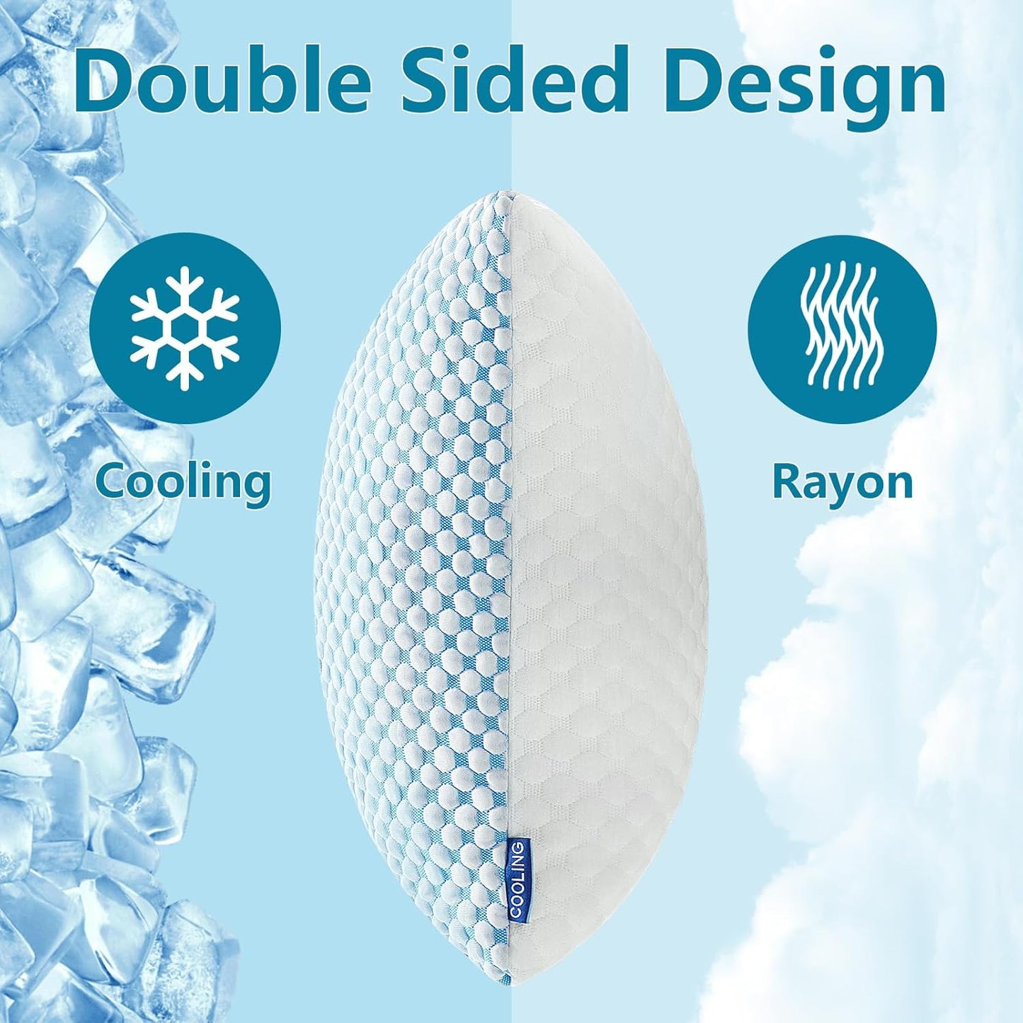 Dluxe Ave. ( KING ) Shredded Memory Foam Pillows, { FIRM }  Set of 2 Pack, Luxury Hotel Quality