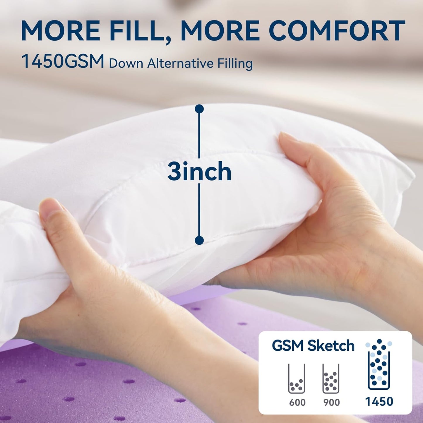 Dluxe Ave. ( QUEEN ) Dual Layer 4 Inch Memory Foam Mattress Topper, 2 Inch Gel Memory Foam, Plus 2 Inch Down, Alternative Quilted Pillow, White