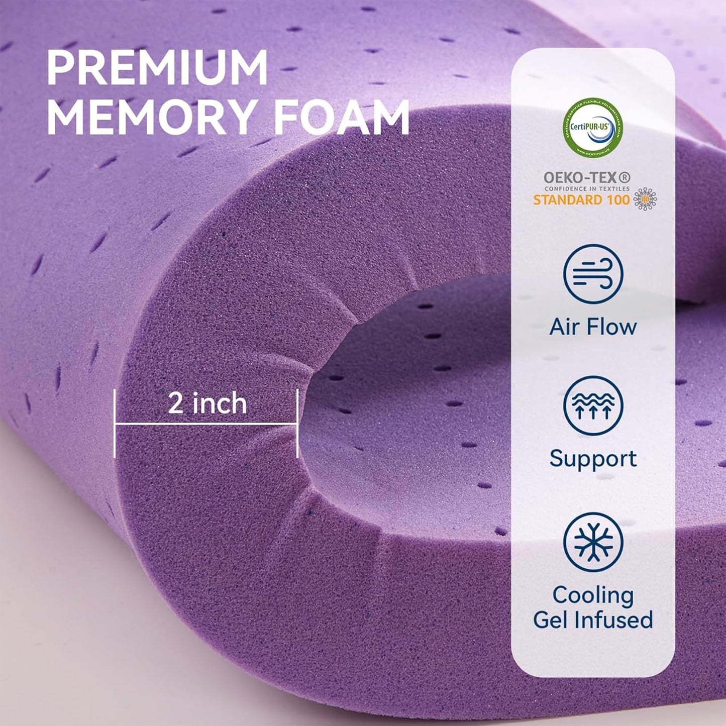 Dluxe Ave. ( QUEEN ) Dual Layer 4 Inch Memory Foam Mattress Topper, 2 Inch Gel Memory Foam, Plus 2 Inch Down, Alternative Quilted Pillow, White