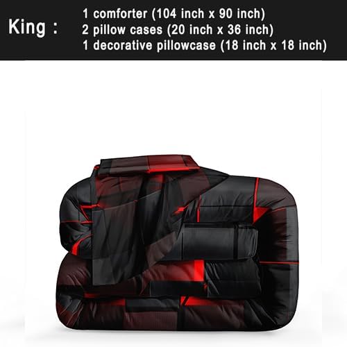 Dluxe Ave. ( KING ) 4 Pcs Comforter Set,  Red and Black