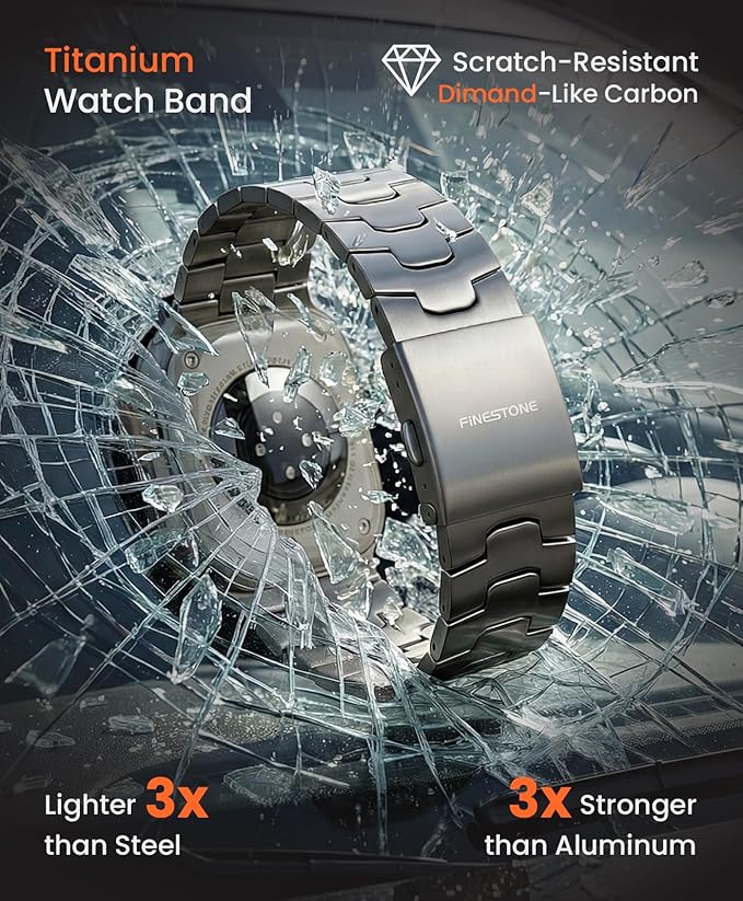 Dluxe Ave. FiNESTONE Titanium Band for Apple Watch ULTRA & ULTRA 2: 49mm Adjustable Titanium Apple Watch Band - Lightweight Strap for iWatch Apple Watch ULTRA 2 & ULTRA (49mm)