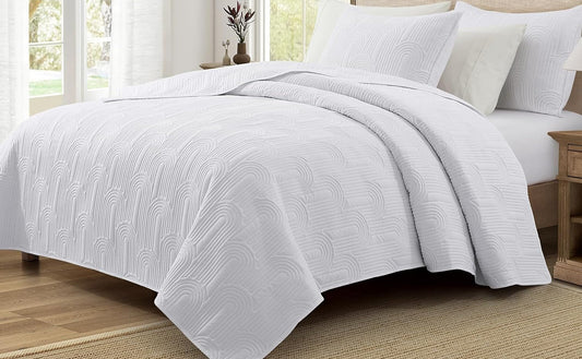 Dluxe Ave. ( TWIN ) Quilt 2-PieceSet, for All Seasons, White