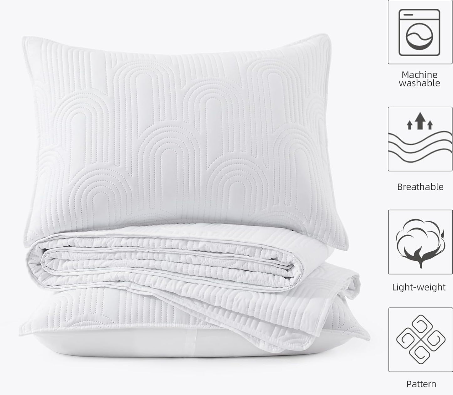 Dluxe Ave. ( TWIN ) Quilt 2-PieceSet, for All Seasons, White