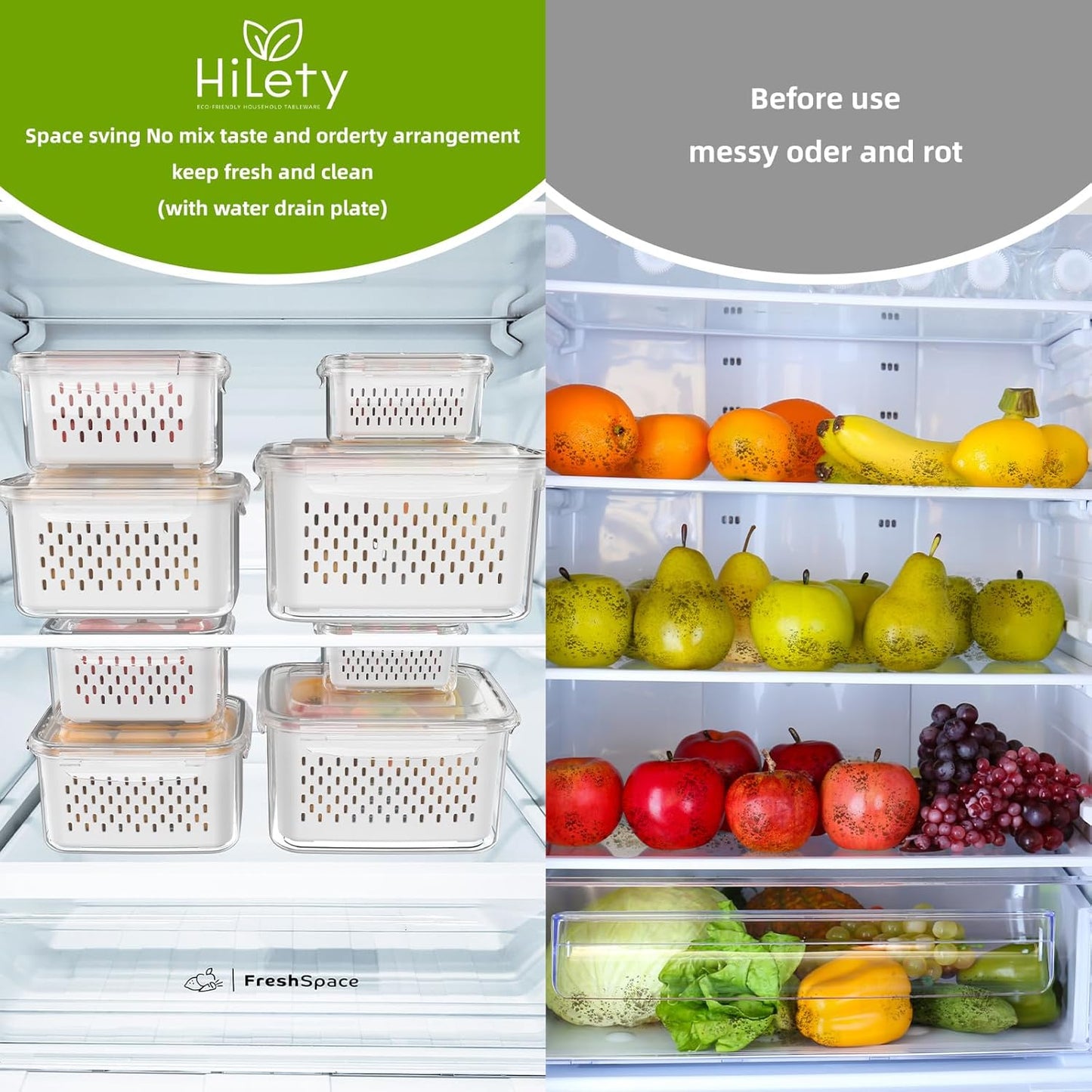 Dluxe Ave.4 PCS Fruit Storage Containers for Fridge/ Airtight Food Container