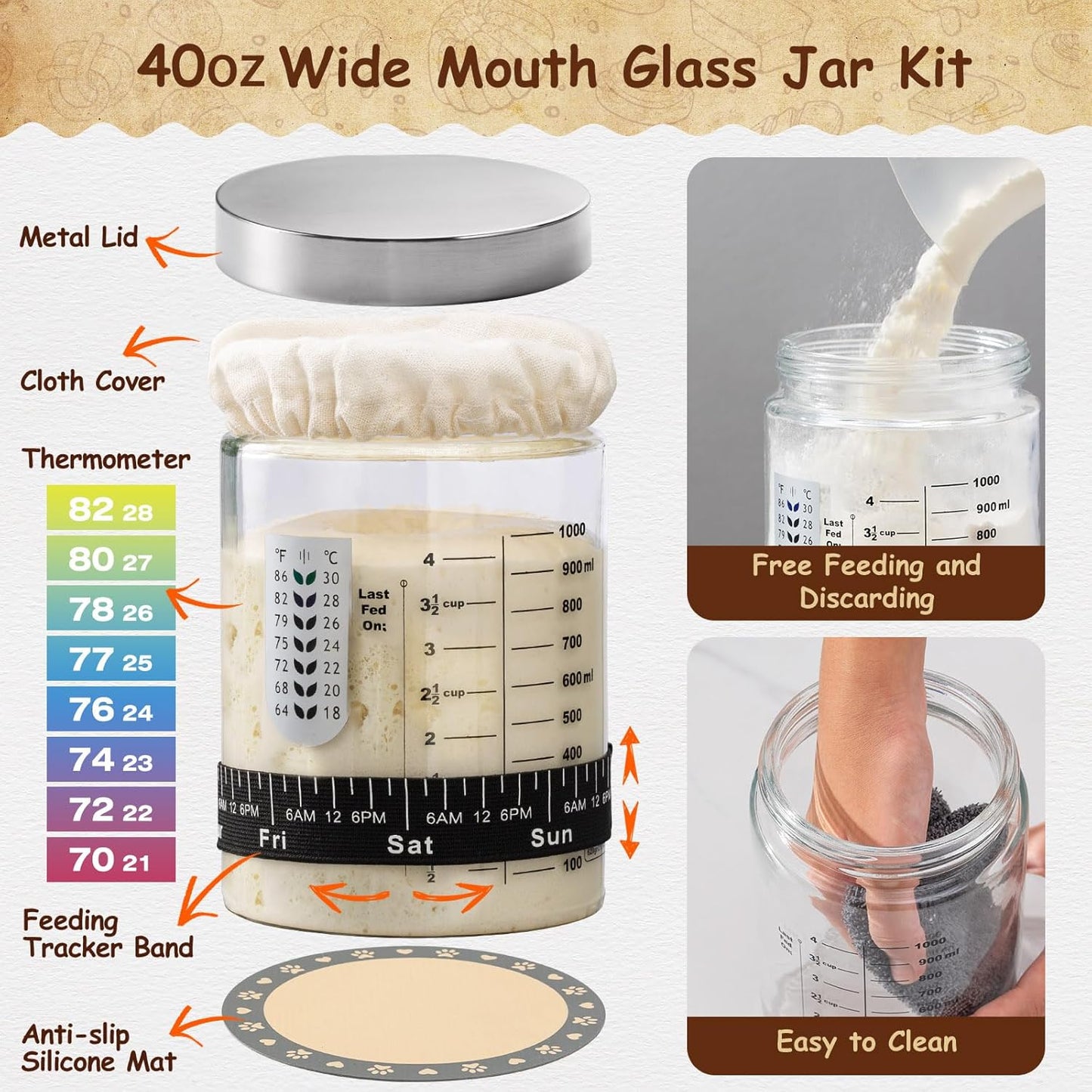Dluxe Ave. Sourdough Starter Kit Sourdough Bread Baking Supplies