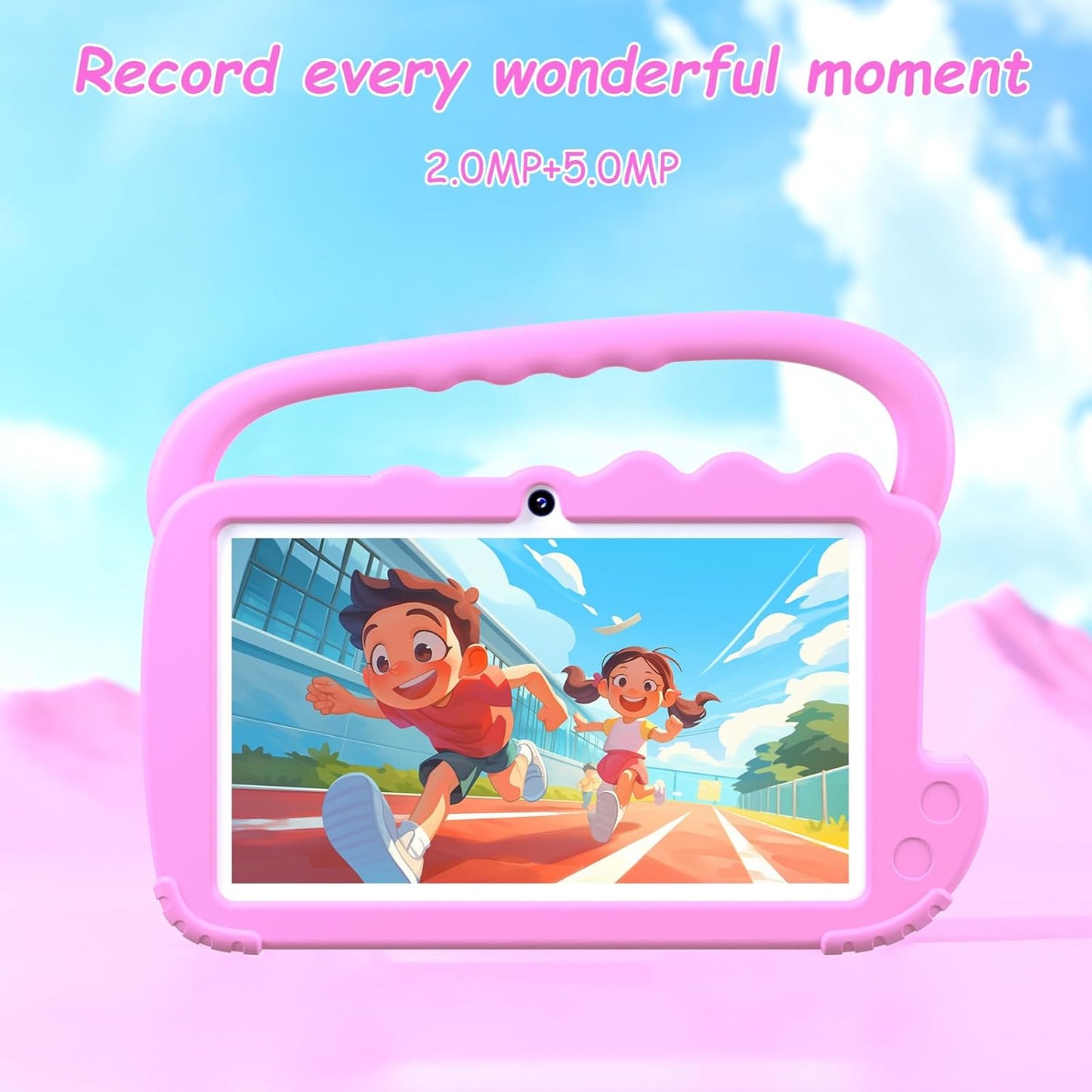 Dluxe Ave. Kids Tablet 7 inch for Girls Boy Android 12 Tablets for Kids 4GB RAM 32GB ROM Toddler Tablet WIFI Bluetooth Safety Eye IPS Screen Parental Control Dual Camera Shockproof Case for Educational Games
