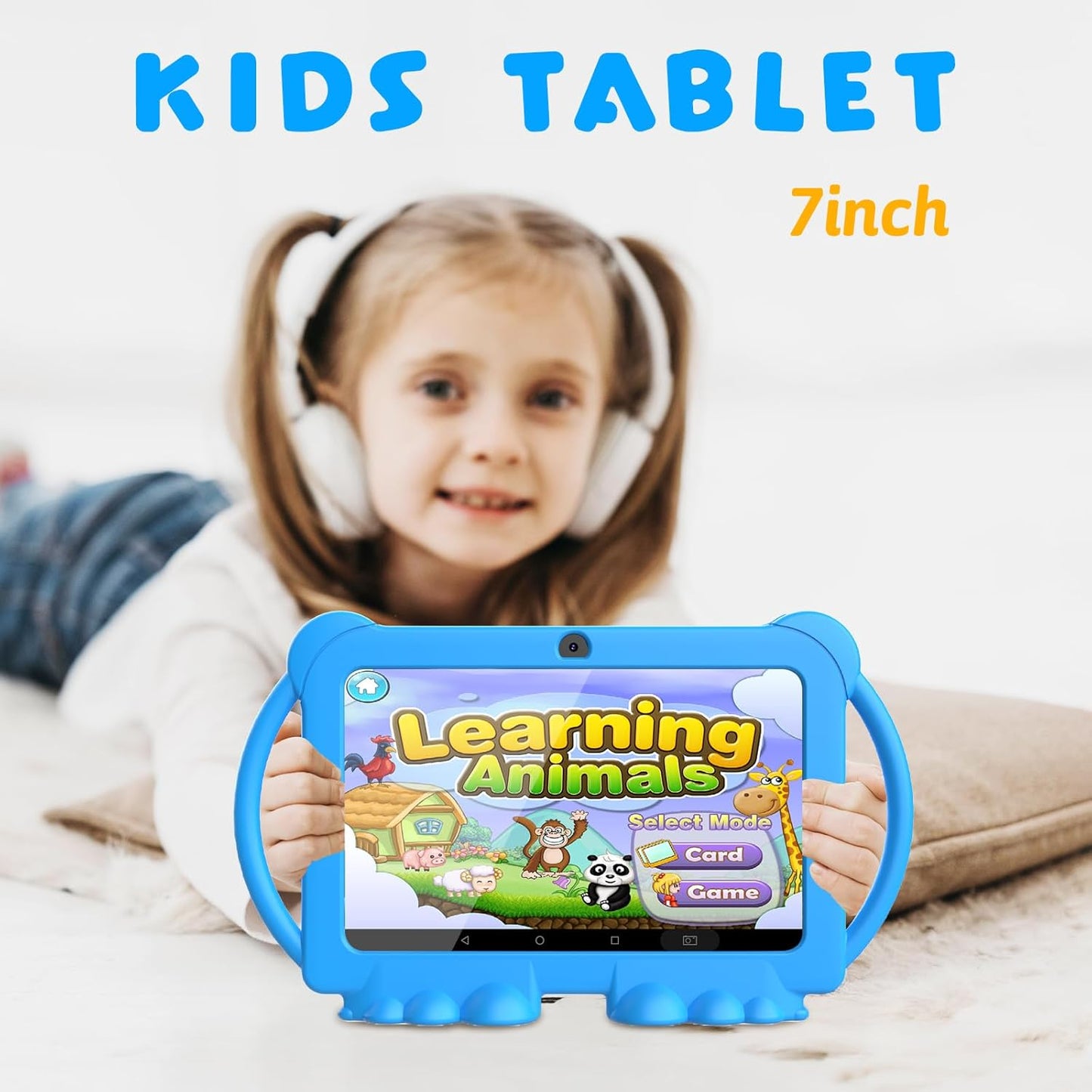 Dluxe Ave. PEICHENG Kids Tablet 7 inch Android 12 Tablet for Kids 4GB RAM 32GB ROM Toddler Tablet Bluetooth IPS Screen Parental Control Dual Camera Shockproof Case for Educational Games (1PCS Blue)
