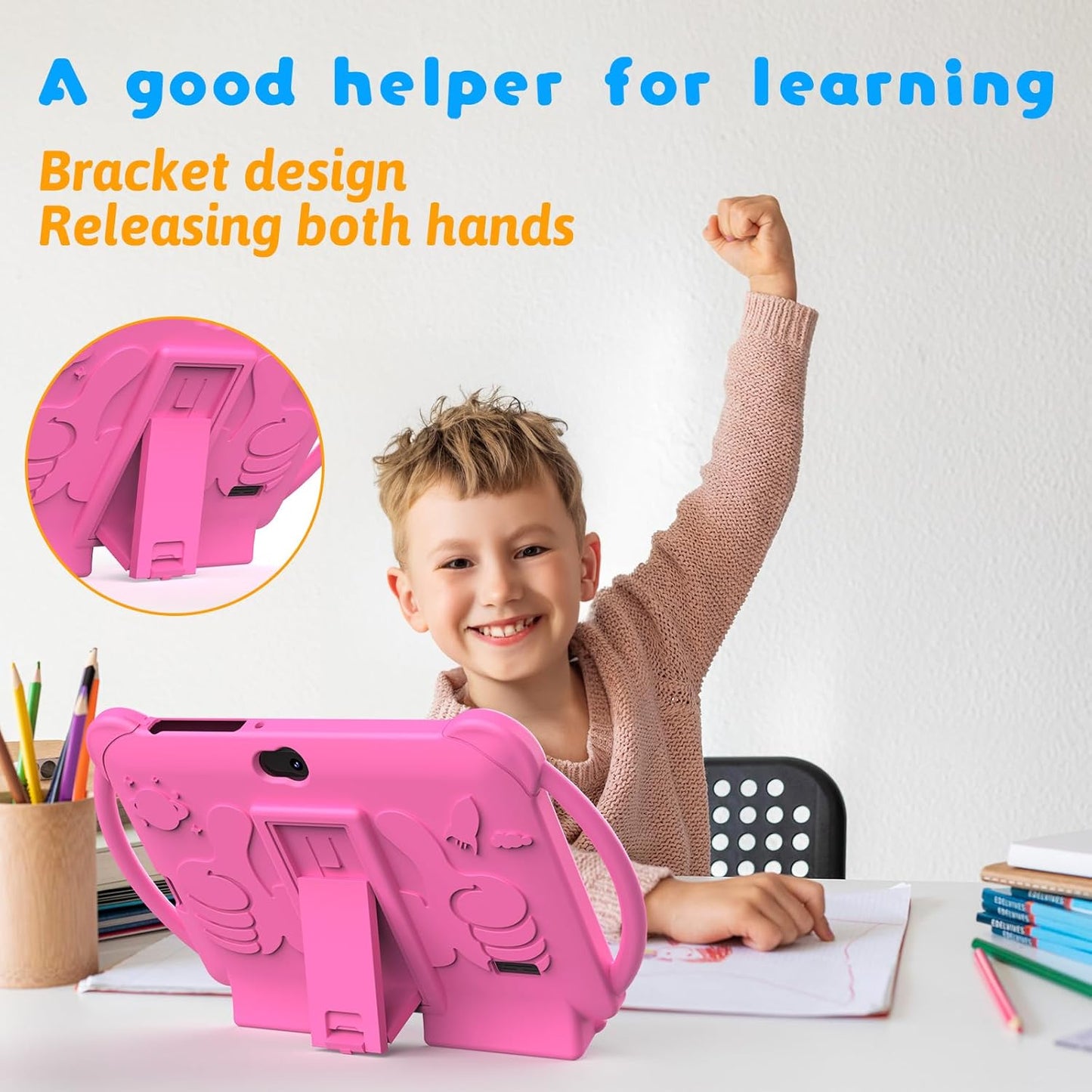 Dluxe Ave.Kids Tablet 7 inch for Girls Android 12 Tablets for Kids 4GB RAM 32GB ROM Toddler Tablet WIFI Bluetooth Safety Eye IPS Screen Parental Control Dual Camera Shockproof Case for Educational Games.