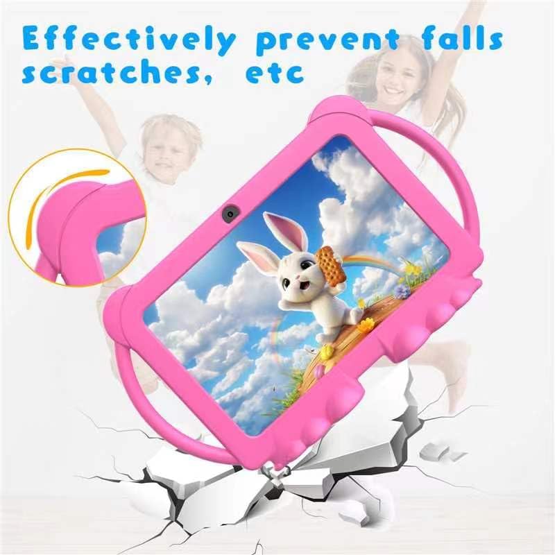Dluxe Ave.Kids Tablet 7 inch for Girls Android 12 Tablets for Kids 4GB RAM 32GB ROM Toddler Tablet WIFI Bluetooth Safety Eye IPS Screen Parental Control Dual Camera Shockproof Case for Educational Games.