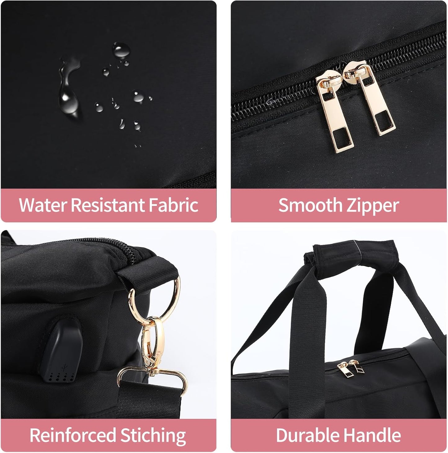 Dluxe Ave.Travel Duffel Bags with Shoe Compartment and USB Charging Port Carry on/  Black