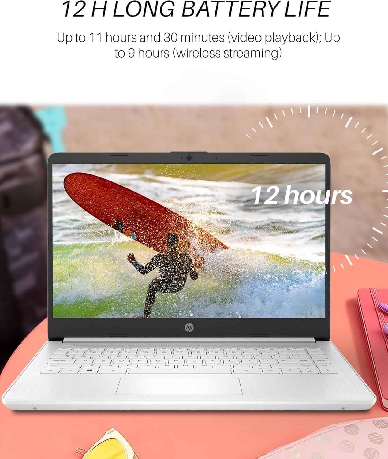 Dluxe Ave. HP 14 Inch Laptop Ultral Light Laptops Intel Celeron N4120 16GB RAM + 320GB Storage (64GB eMMC+256GB MSD)