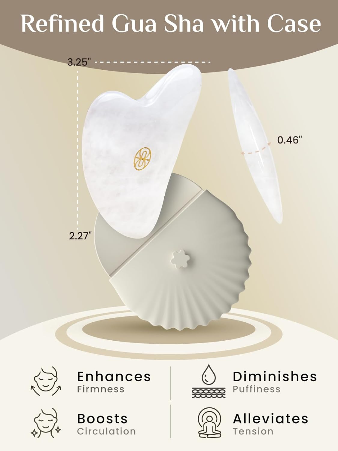 Dluxe Ave.  Gua Sha Facial Tools-Fuller Ergonomic/ White Jade