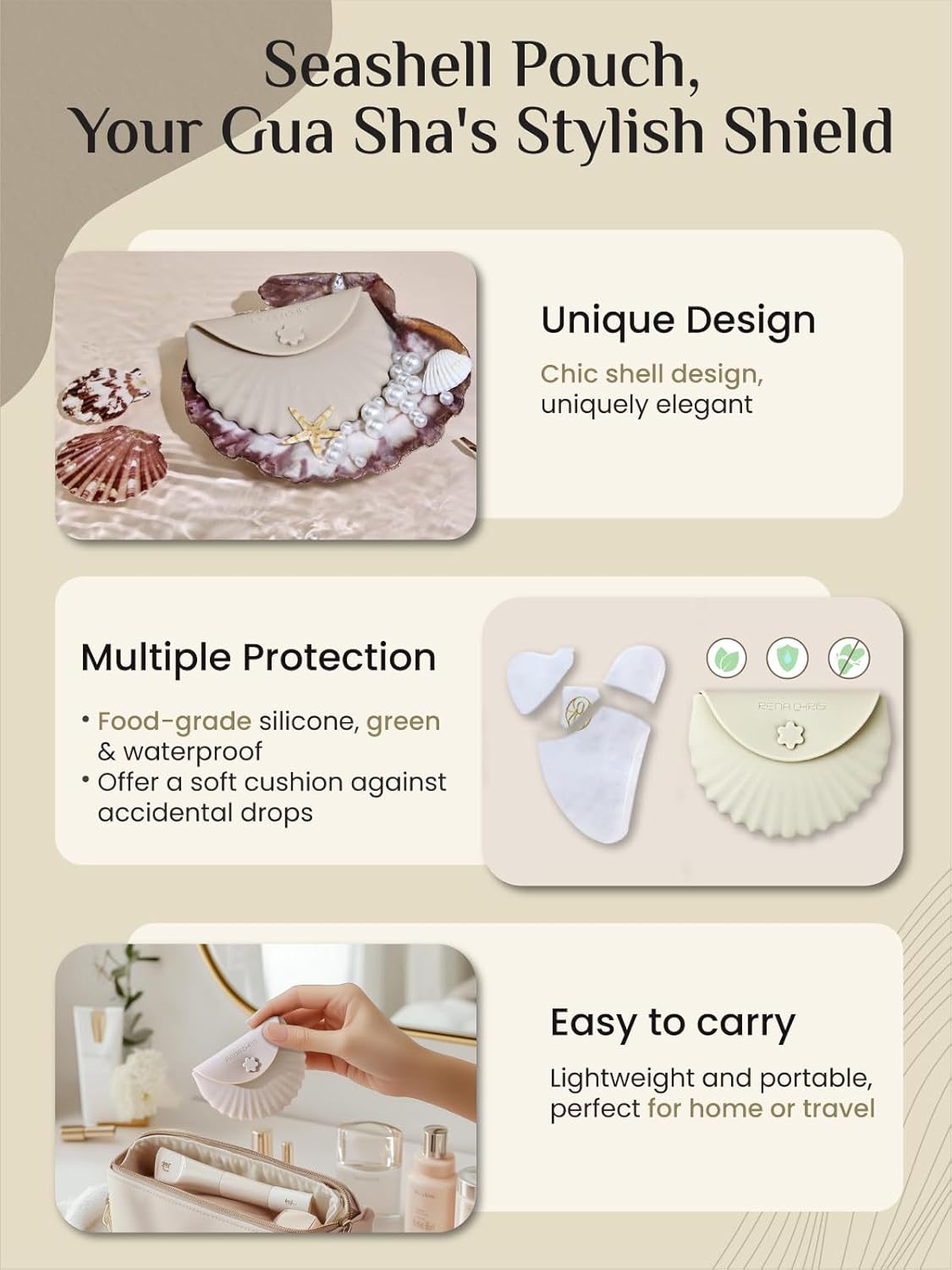 Dluxe Ave.  Gua Sha Facial Tools-Fuller Ergonomic/ White Jade