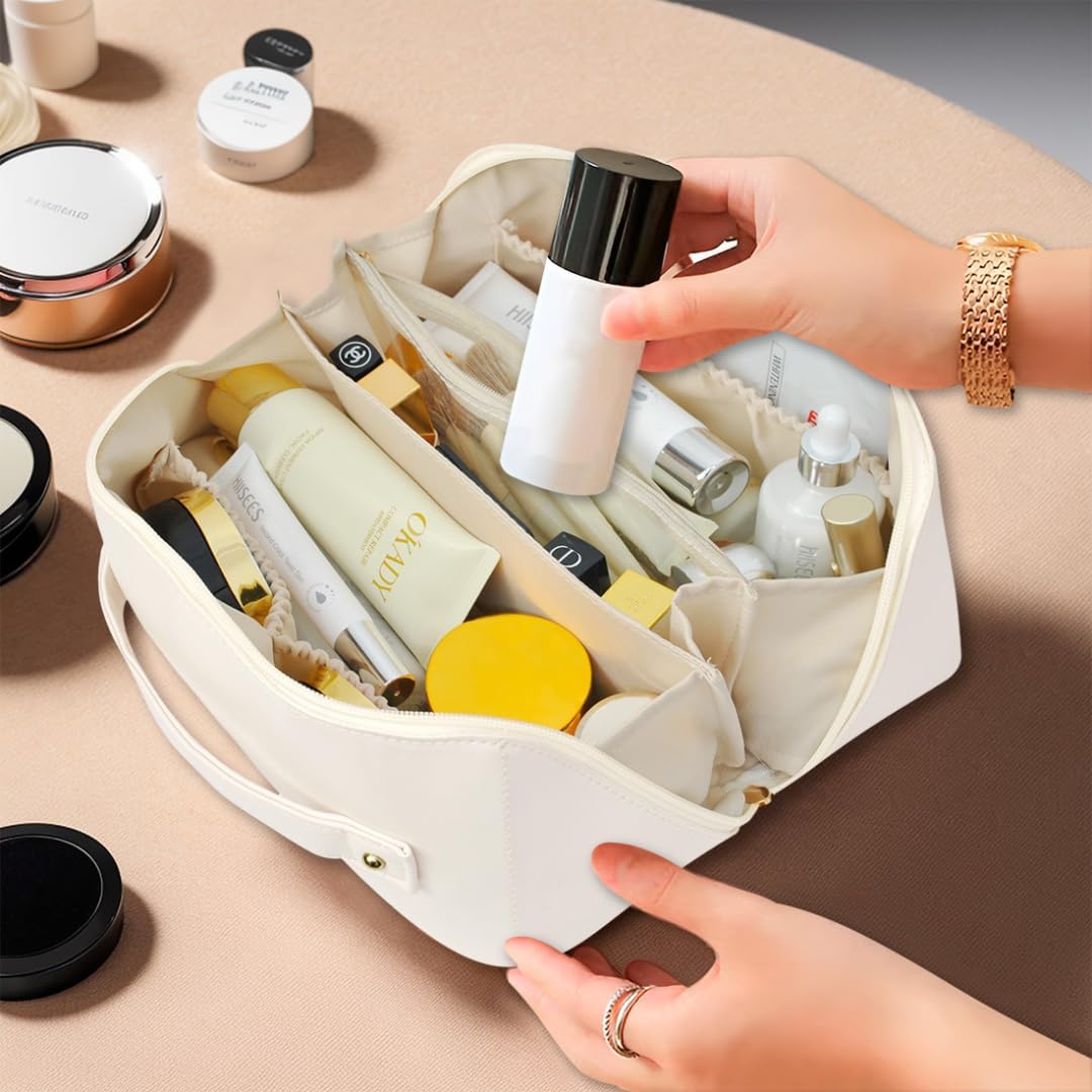 Dluxe Ave. Travel Toiletry Bag Makeup Bag/ White