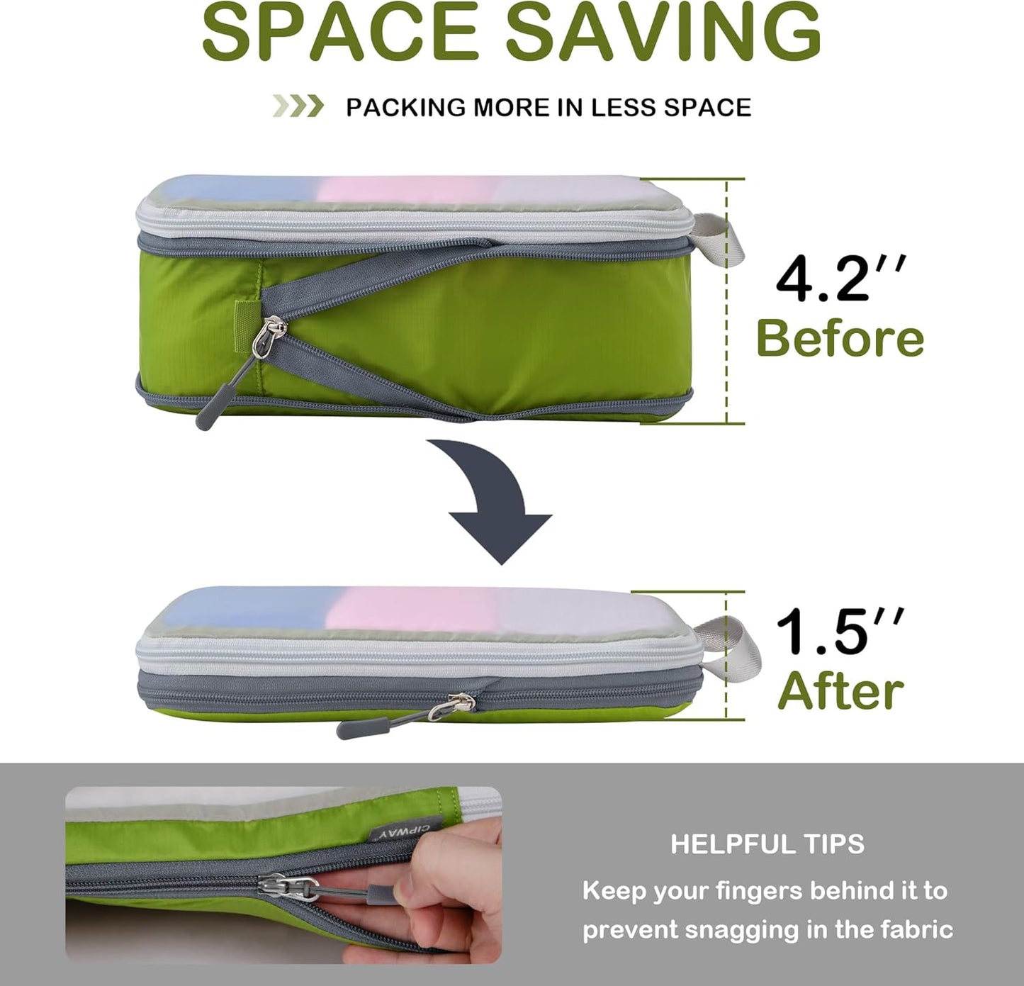 Dluxe Ave. 3 Pcs Compression Packing Organizers Bags/ Green