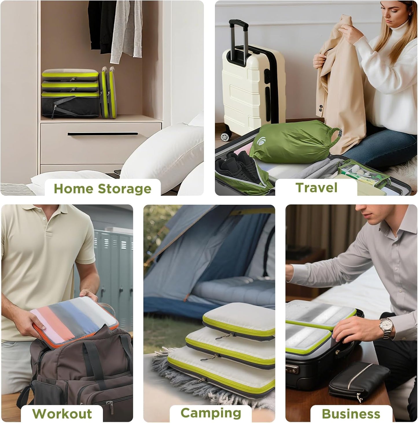 Dluxe Ave. 3 Pcs Compression Packing Organizers Bags/ Green