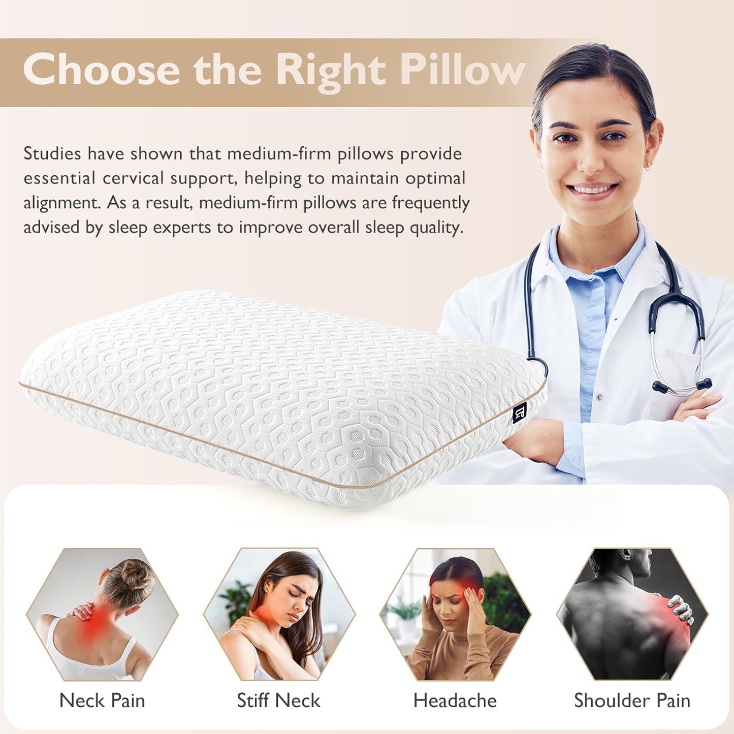 Dluxe Ave. ( KING) Memory Foam Pillow, { MEDIUM FIRM } Luxury Hotel Quality