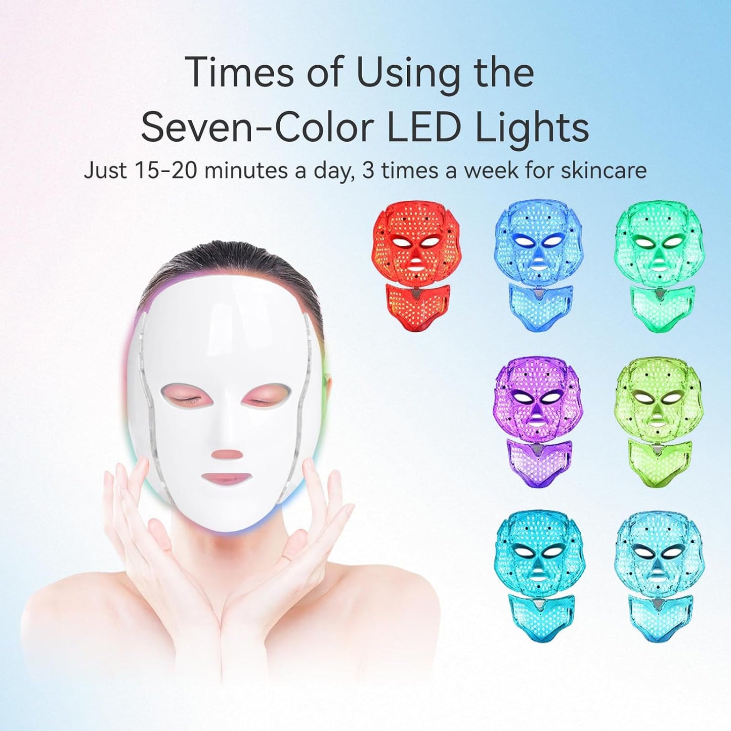 Dluxe Ave. Seven-Colors Light DELOO LED Facial Mask Device for Home Use Multi-Color Light Mask for Daily Enjoyment