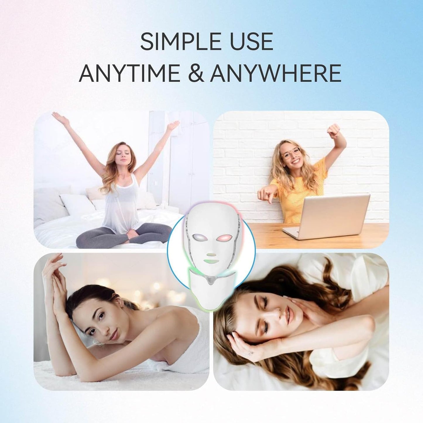 Dluxe Ave. Seven-Colors Light DELOO LED Facial Mask Device for Home Use Multi-Color Light Mask for Daily Enjoyment