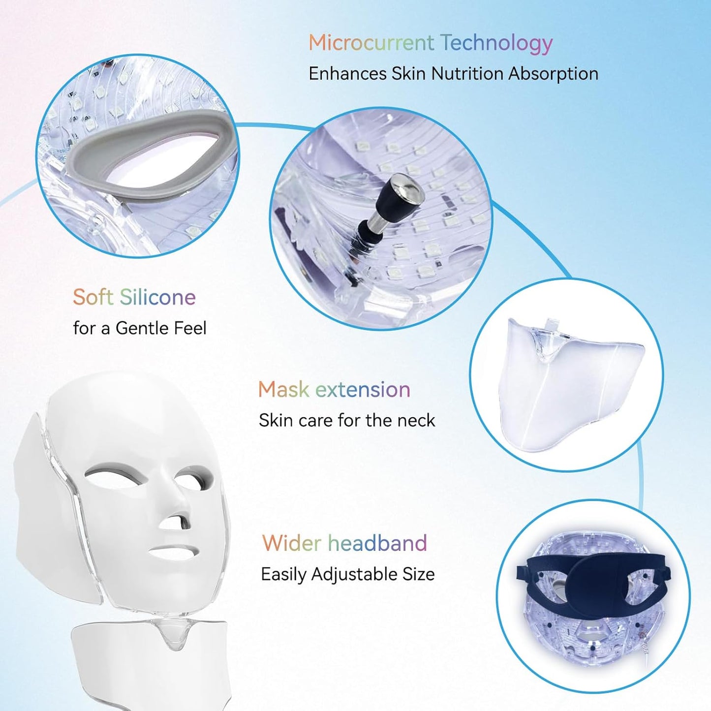 Dluxe Ave. Seven-Colors Light DELOO LED Facial Mask Device for Home Use Multi-Color Light Mask for Daily Enjoyment