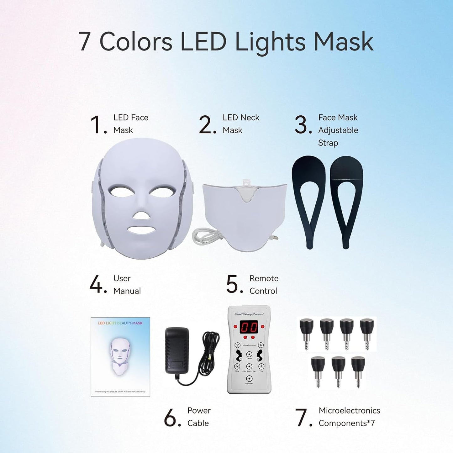 Dluxe Ave. Seven-Colors Light DELOO LED Facial Mask Device for Home Use Multi-Color Light Mask for Daily Enjoyment