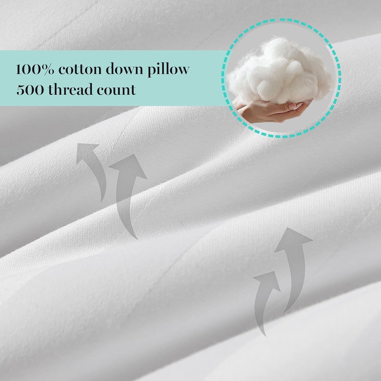 Dluxe Ave. ( KING ) MARTHA STEWART Hotel Collection Feather Down Pillows, Set of 2, { MED./ SOFT } 100% Cotton 500 Thread Count,  White