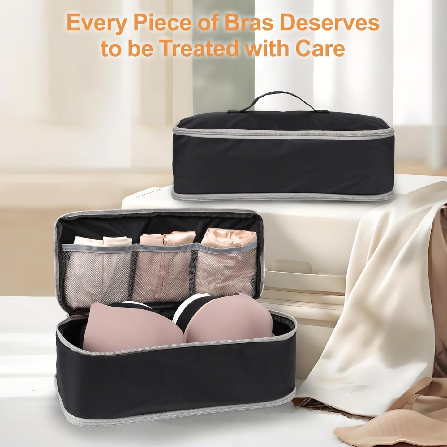 Dluxe Ave. 4-in-1 Lightweight Double Layer Bra Travel Bag Organizer/ Black
