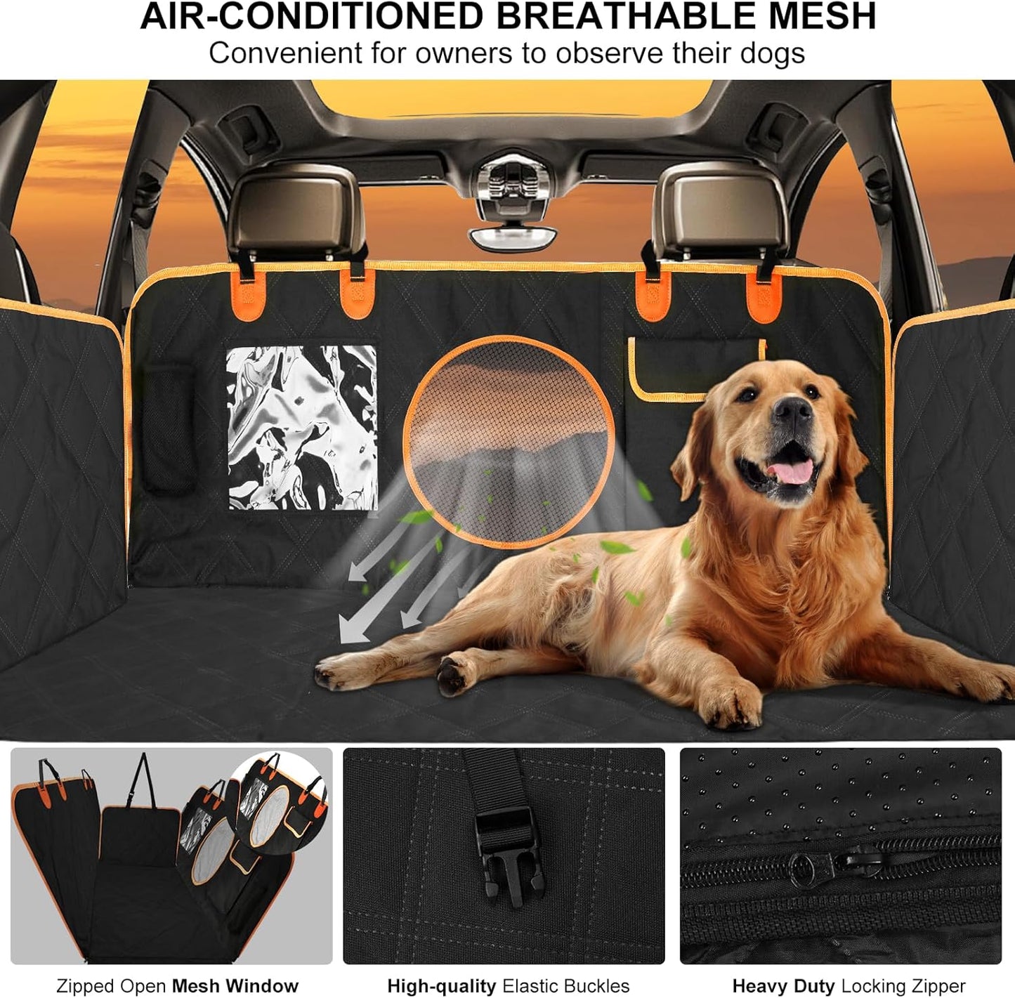 Dluxe Ave. INFURTURE Back Seat Extender for Dogs with Hard Bottom Dog Car Seat Cover Holds 460lbsSturdy Backseat Extender for Dogs Nonslip Waterproof Dog Hammock for Car Dog Car Bed for Car SUV